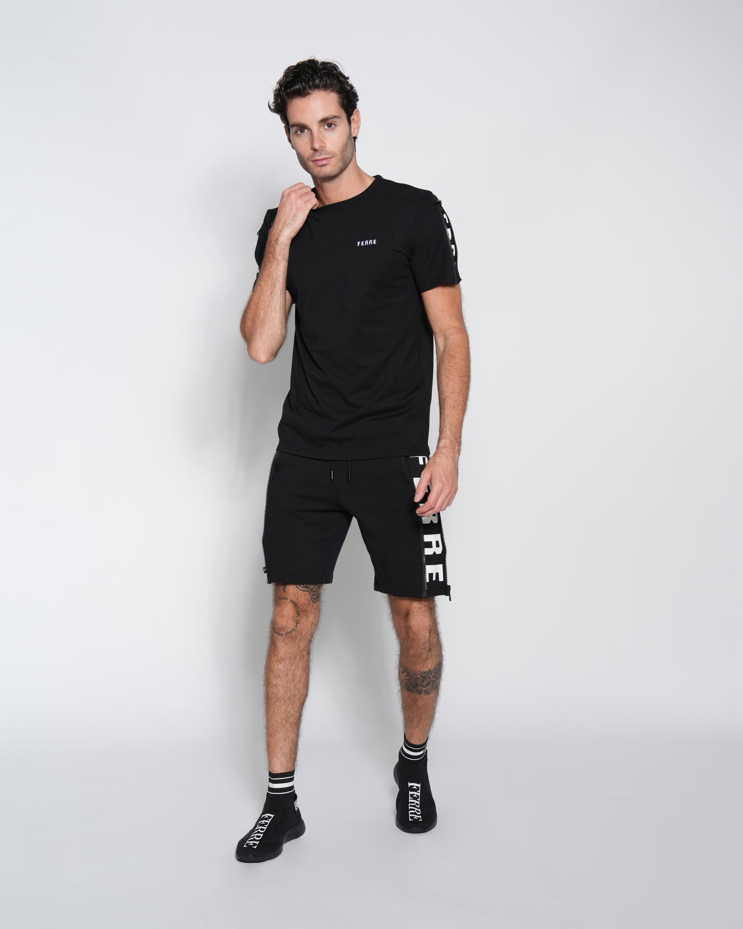 Logo Print Zip Sleeve T-Shirt