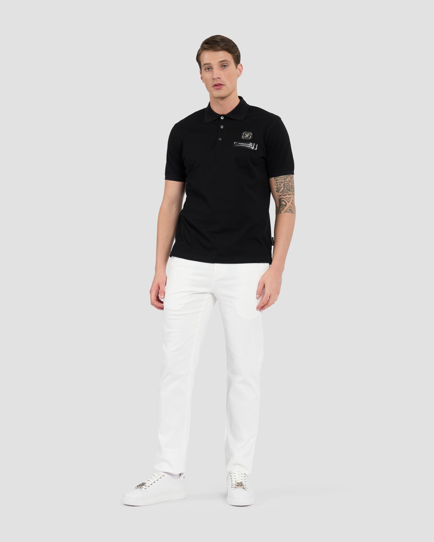 Metal Brand Embellished Polo Shirt