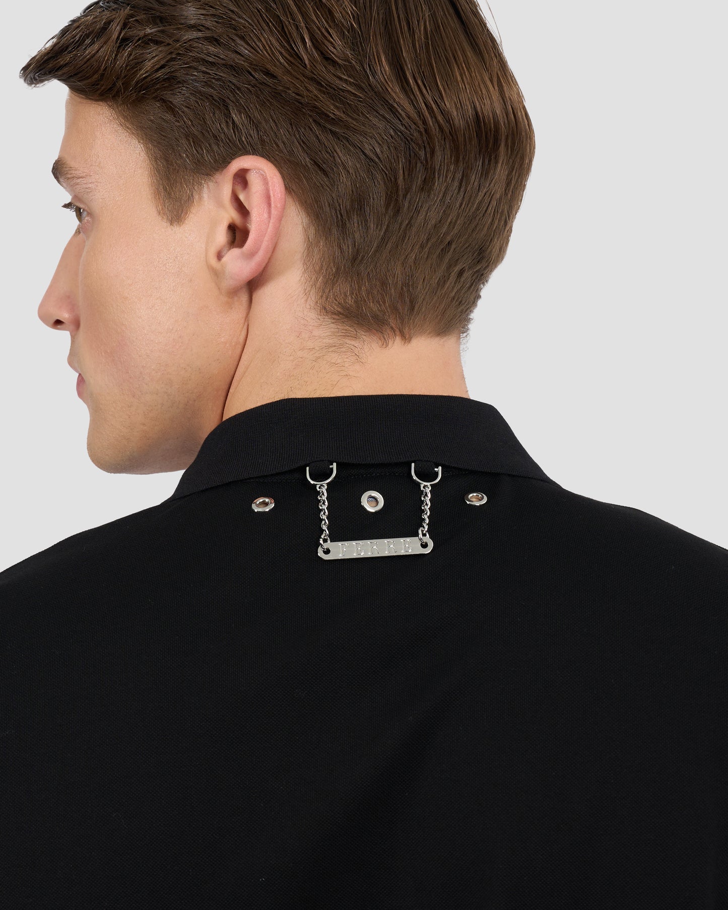 Metal Brand Embellished Polo Shirt