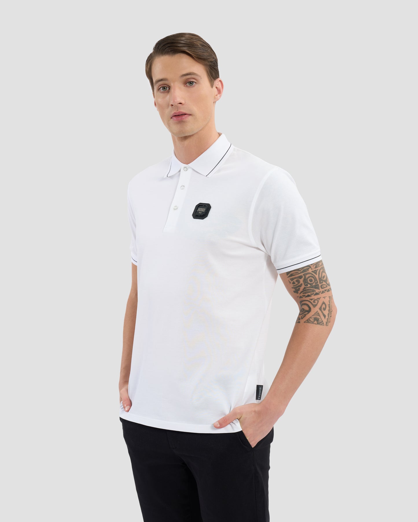 Ferré Embellished Sleeve Polo Shirt