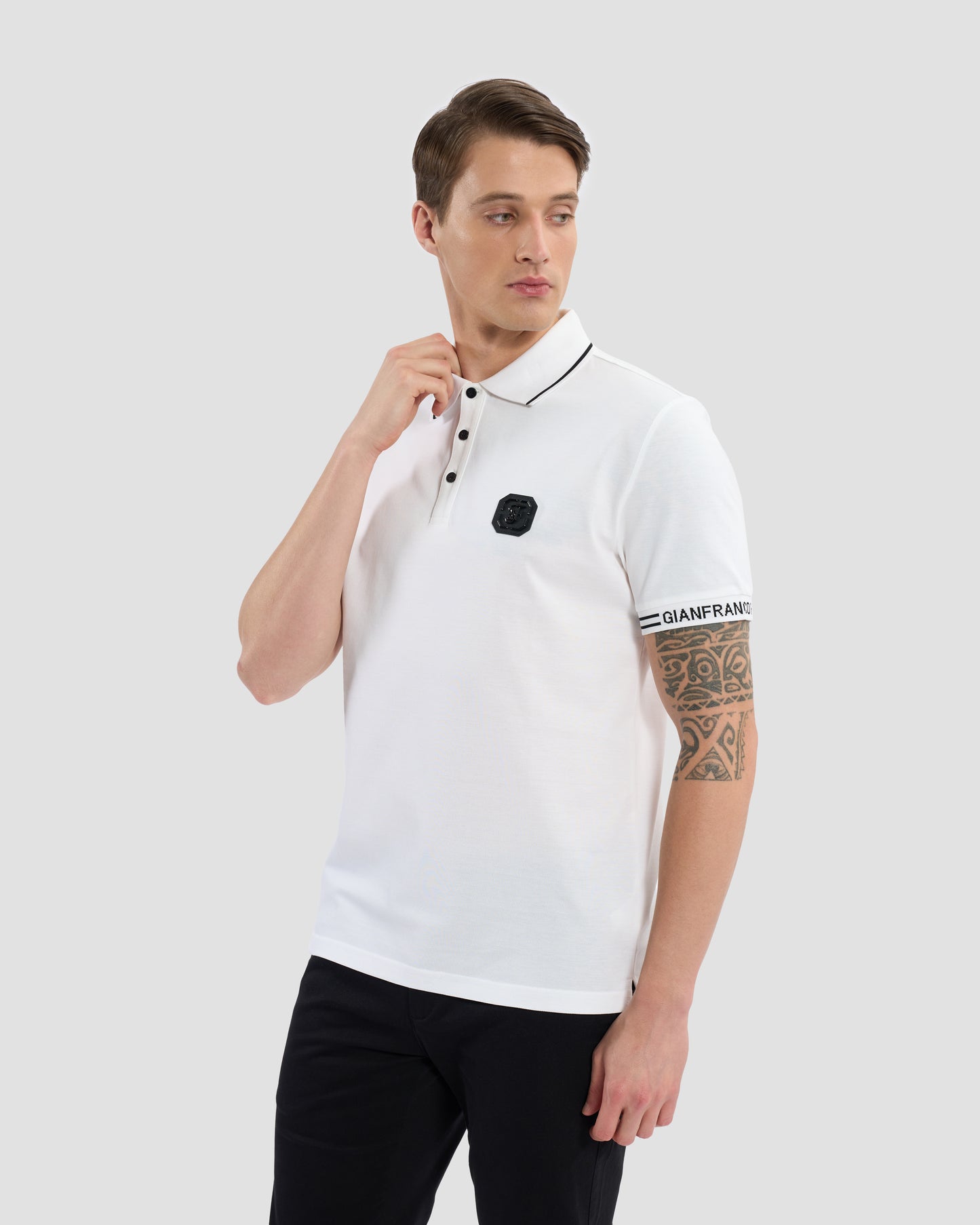 Brand Taped Cuffs Polo Shirt