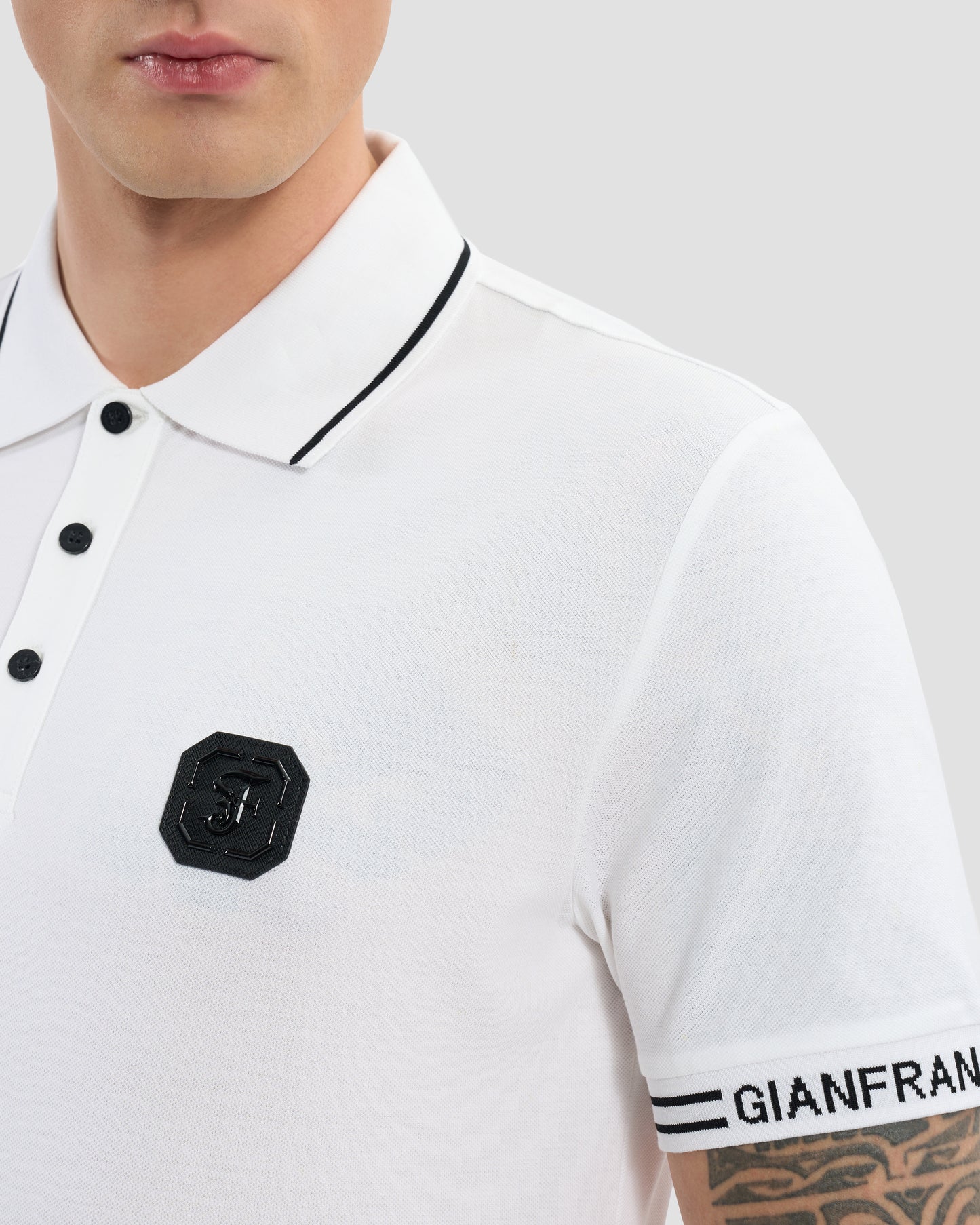 Brand Taped Cuffs Polo Shirt