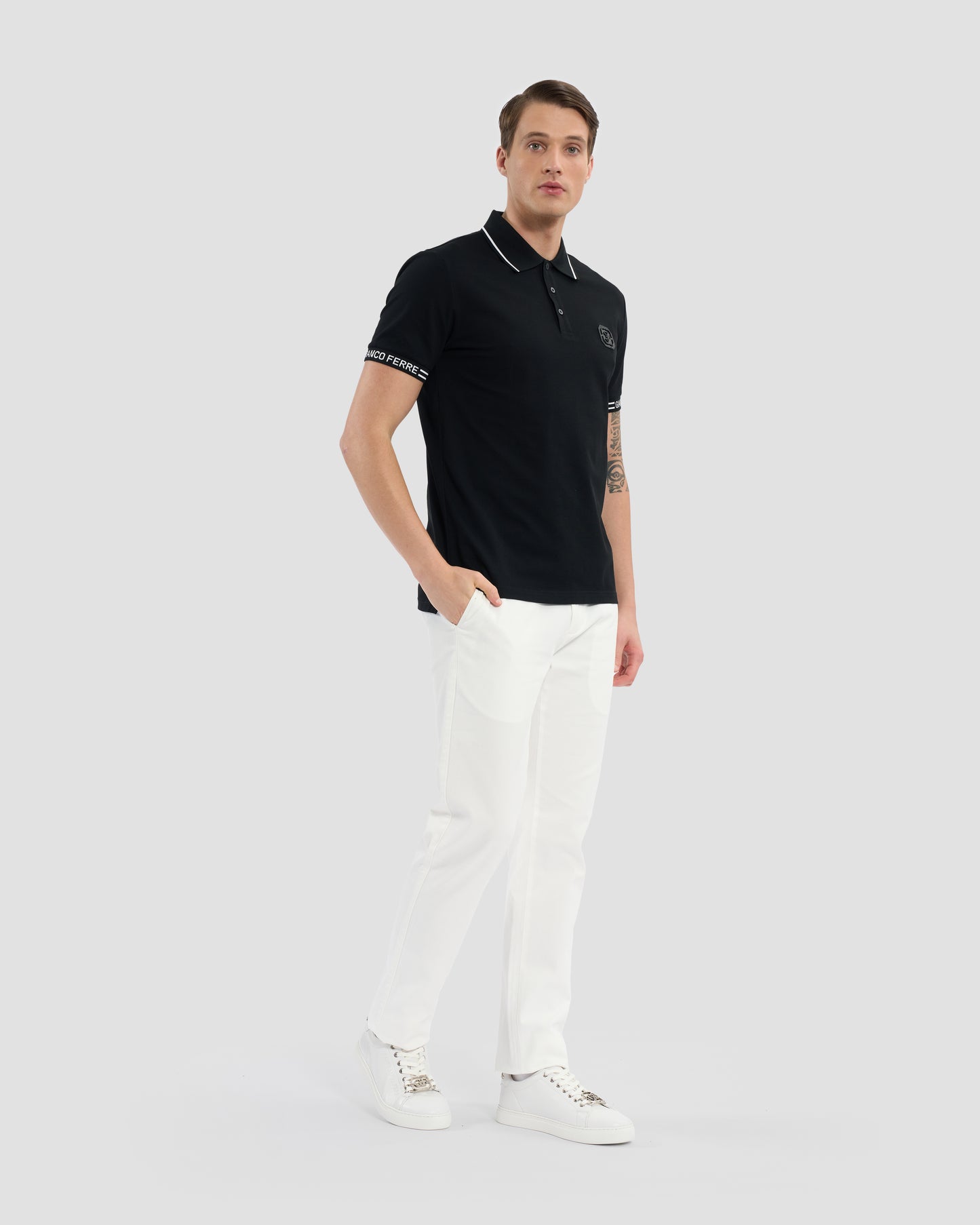Brand Taped Cuffs Polo Shirt