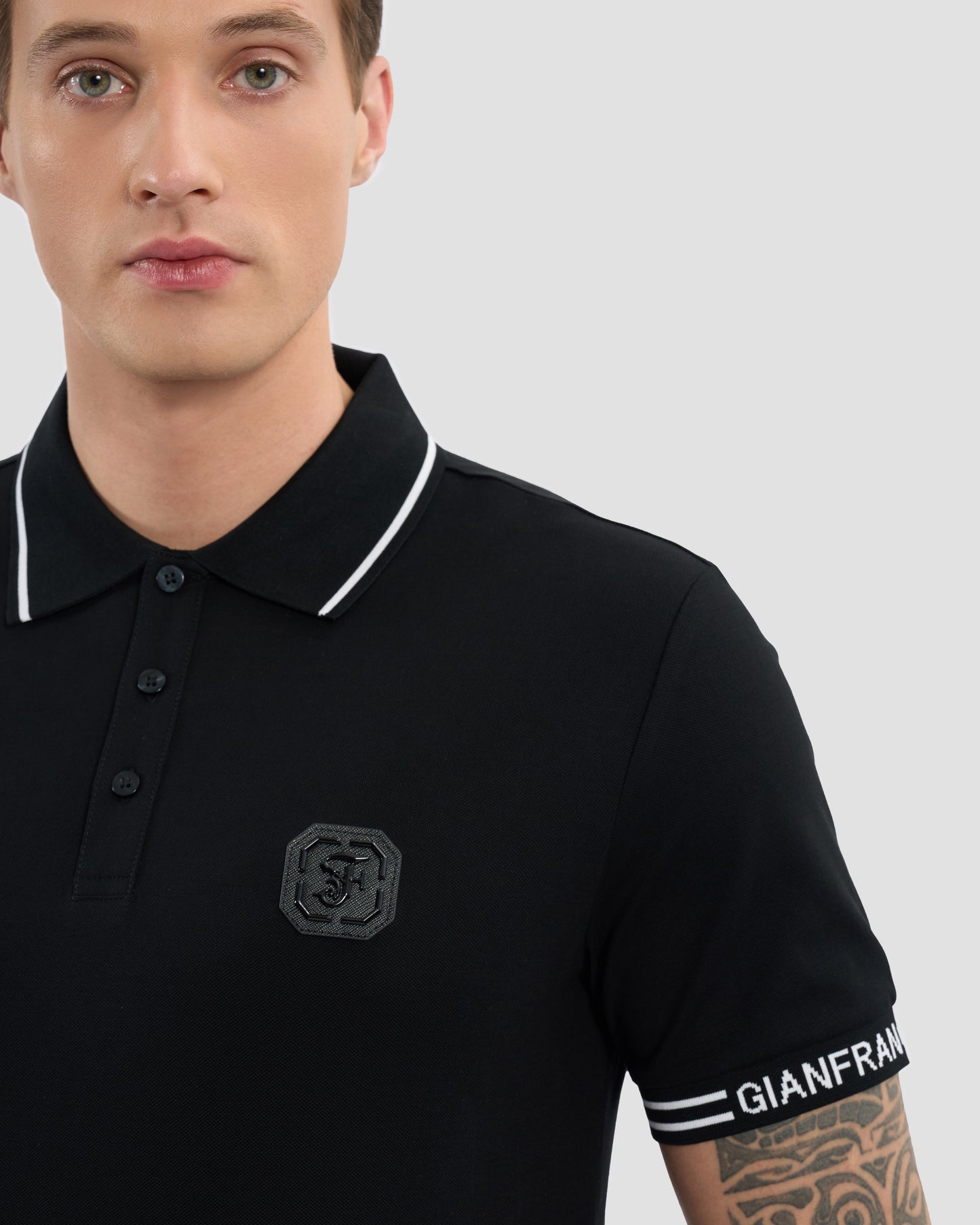 Brand Taped Cuffs Polo Shirt