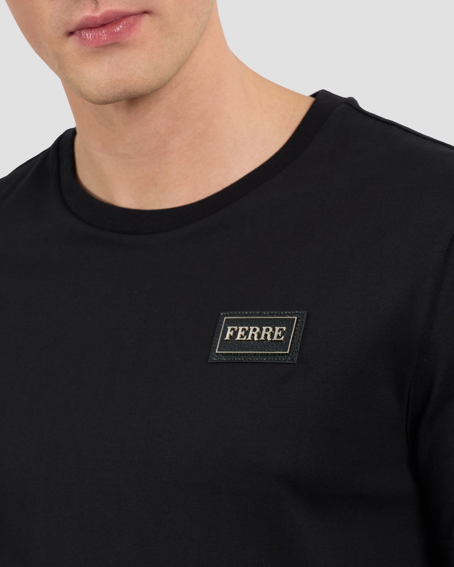 Leather Metal Patched T-Shirt