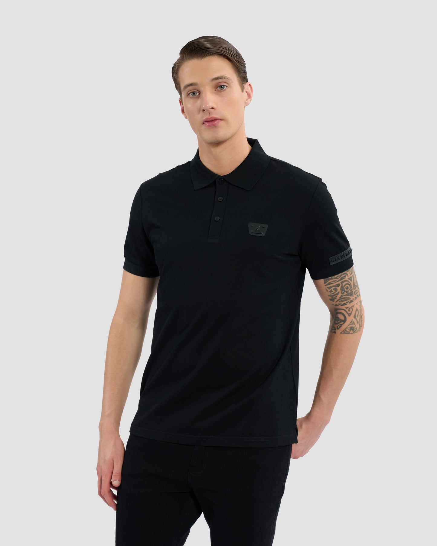 Monochrome Brand Embellished Sleeve Polo Shirt