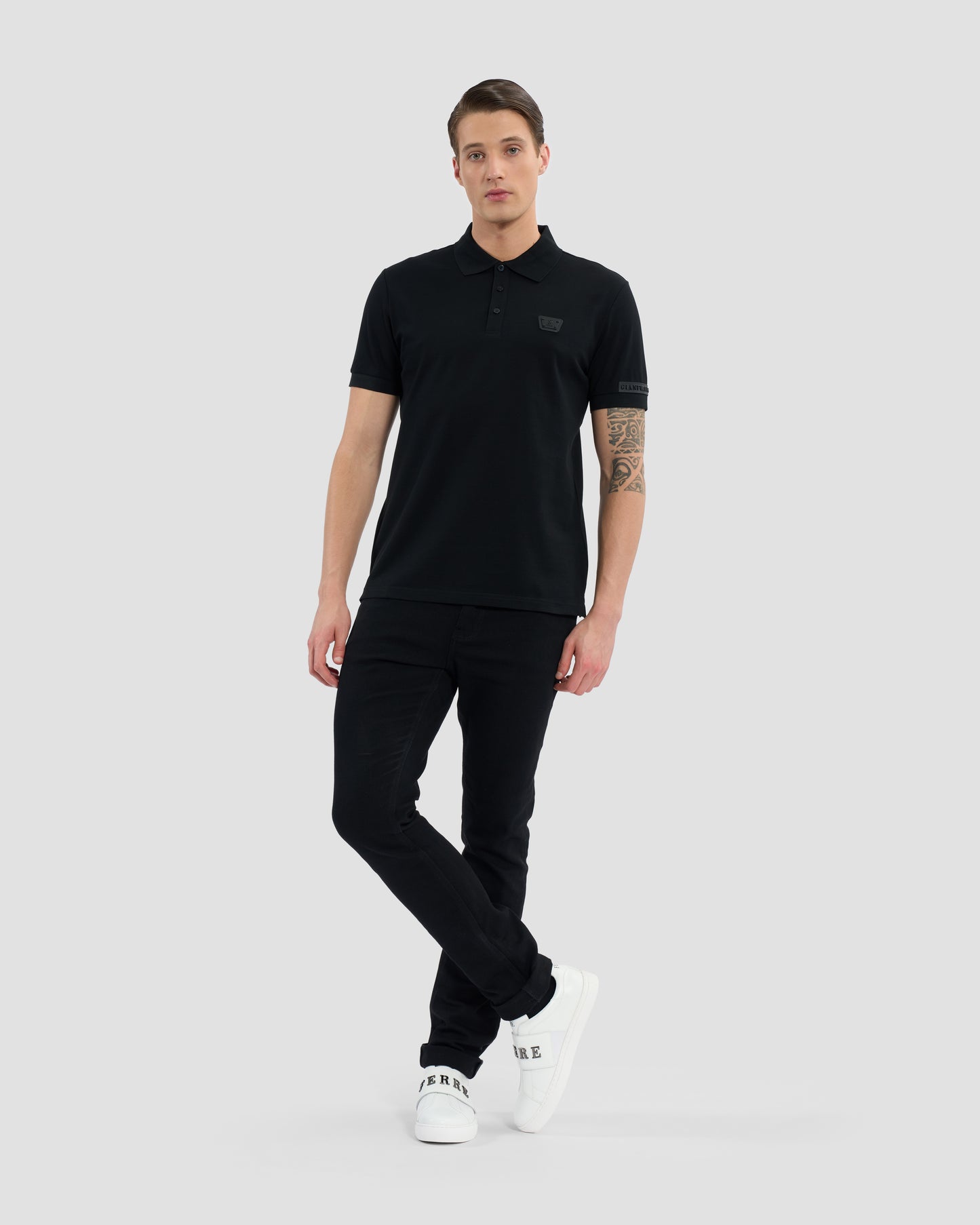 Monochrome Brand Embellished Sleeve Polo Shirt