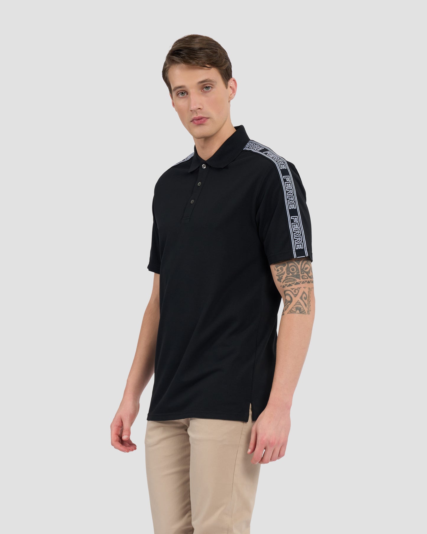Monochrome Logo Taped Polo Shirt