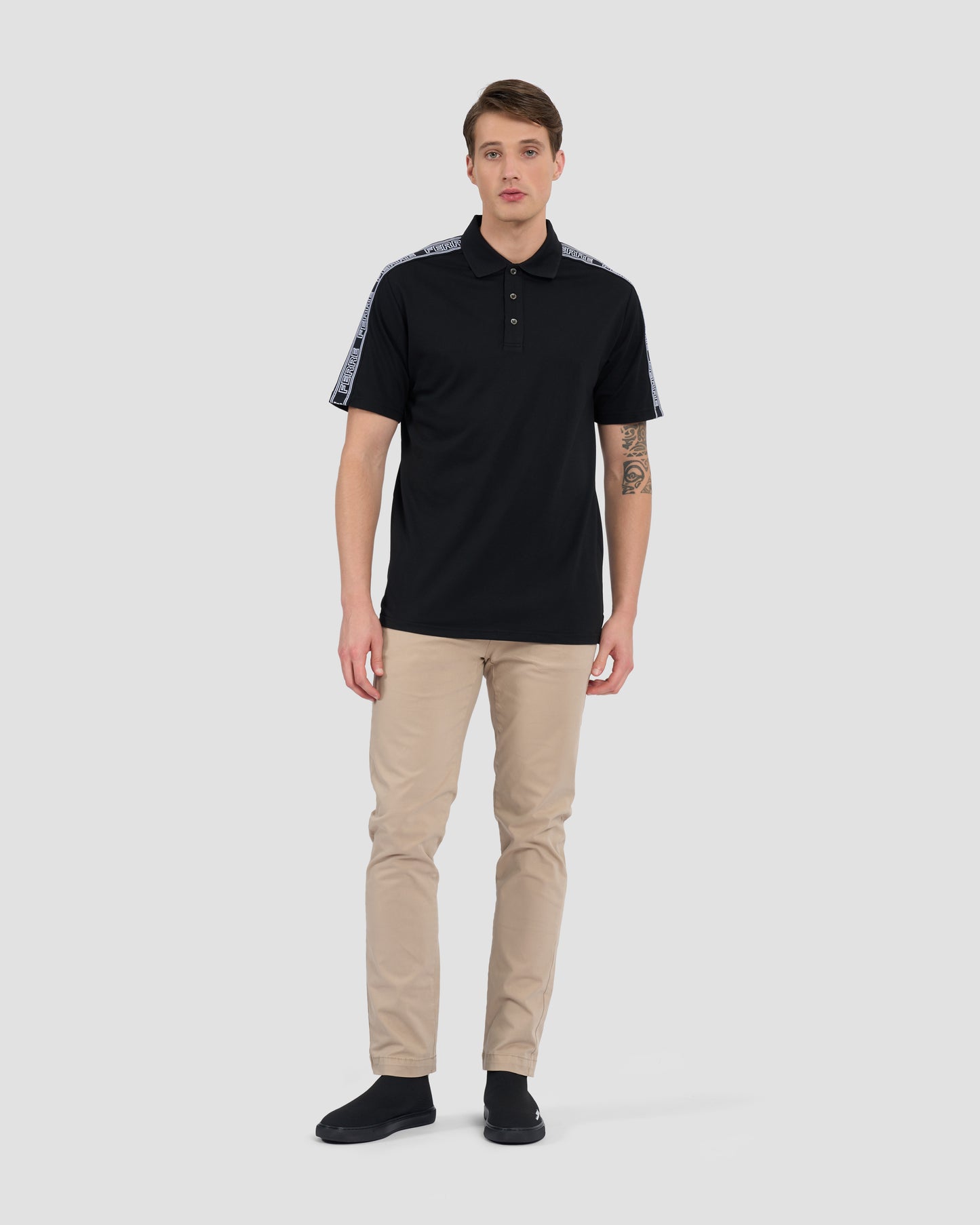 Monochrome Logo Taped Polo Shirt