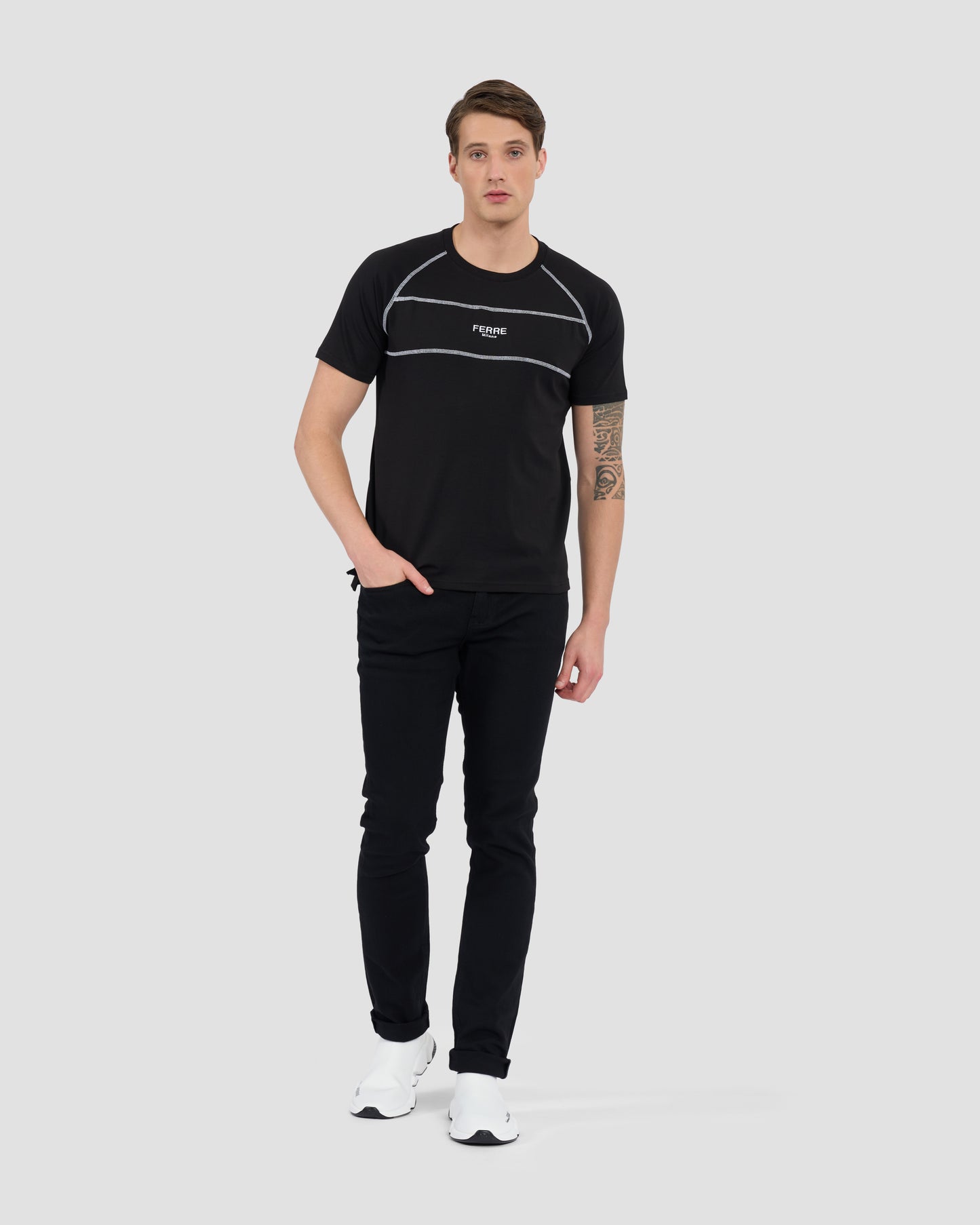 Contrast Stitching Accent T-Shirt