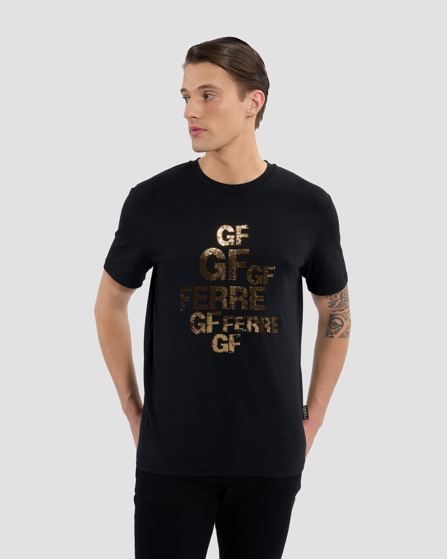 Brand Sequins Embellished T-Shirt