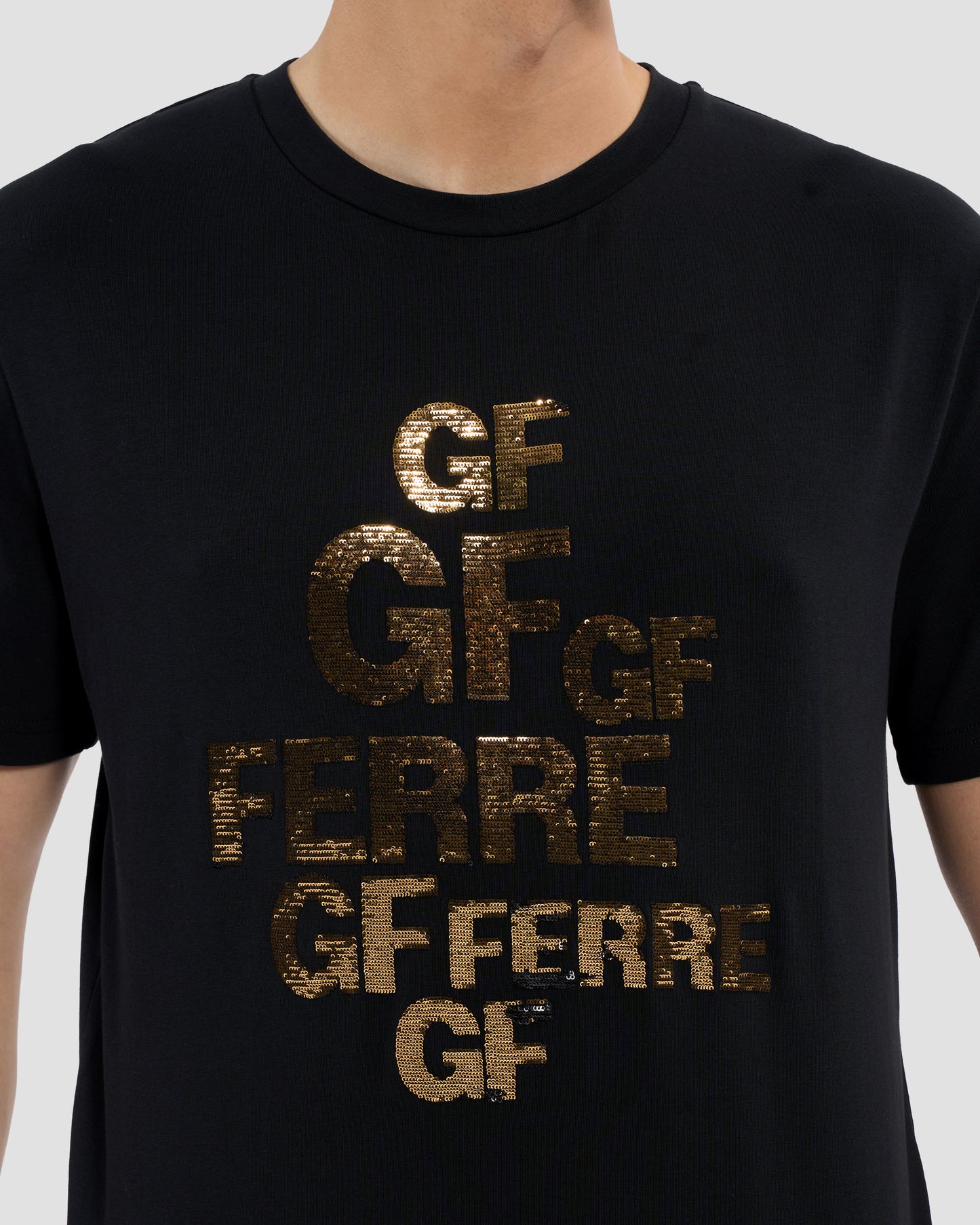Brand Sequins Embellished T-Shirt
