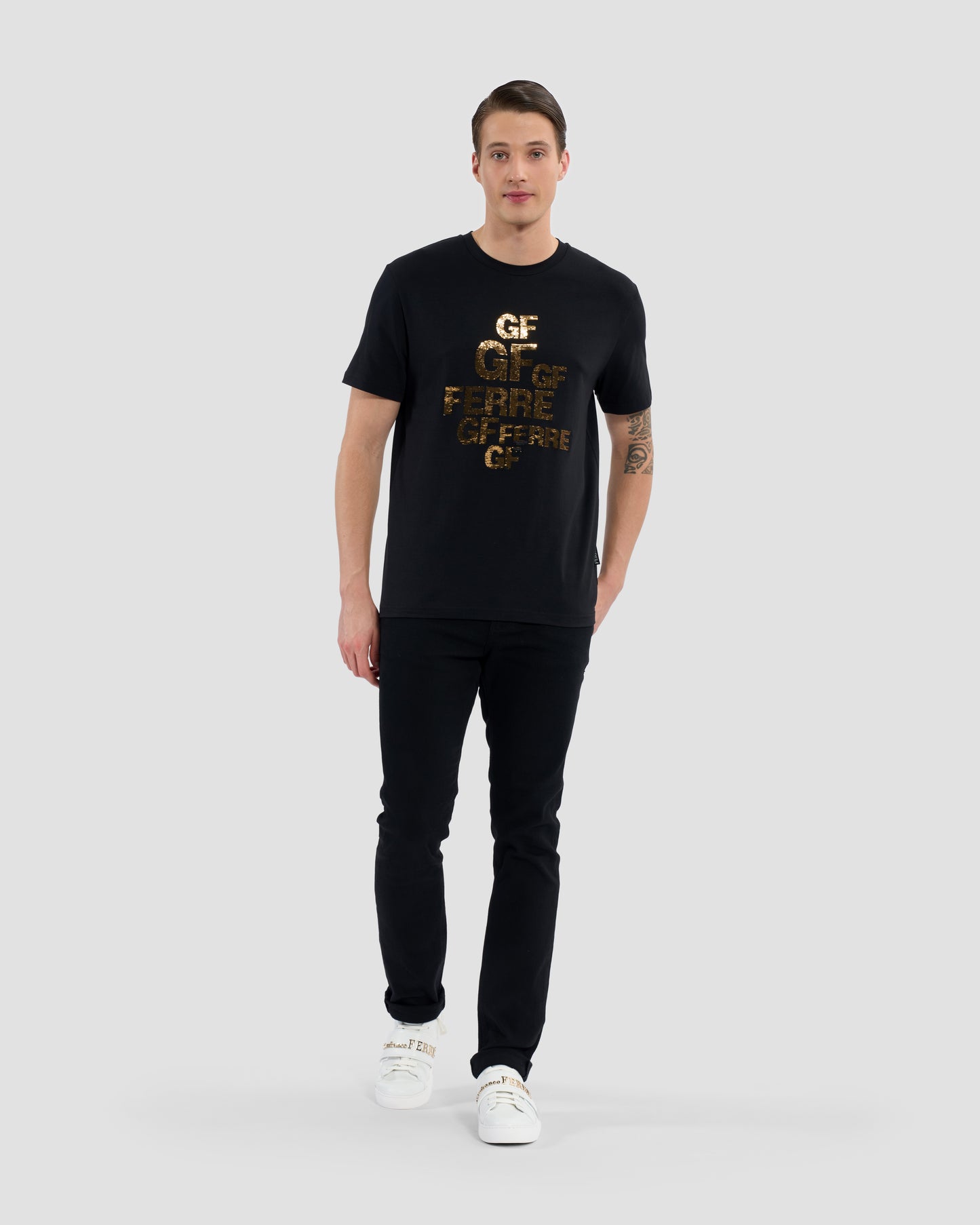 Brand Sequins Embellished T-Shirt