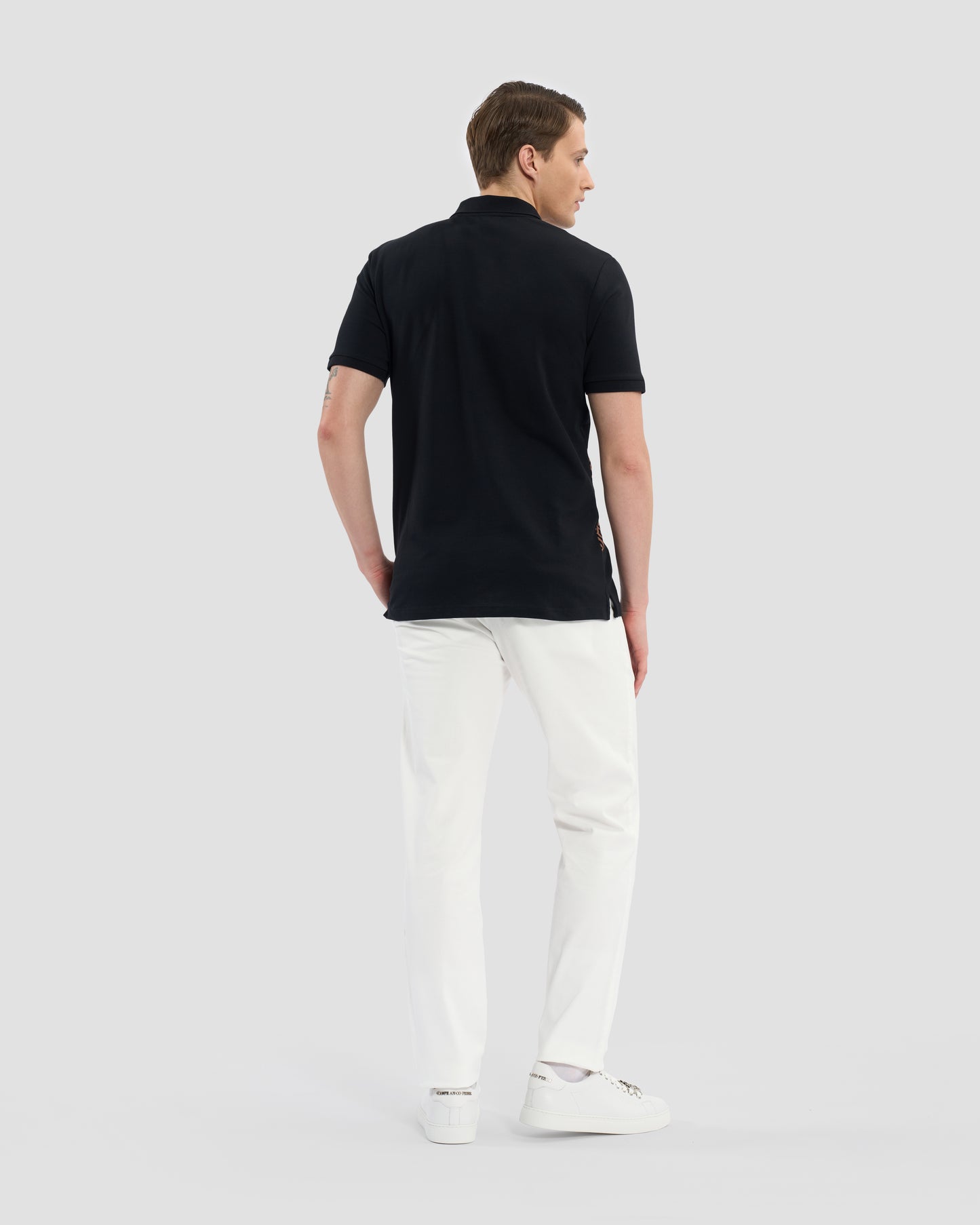 Oriental Pattern Accented Polo Shirt