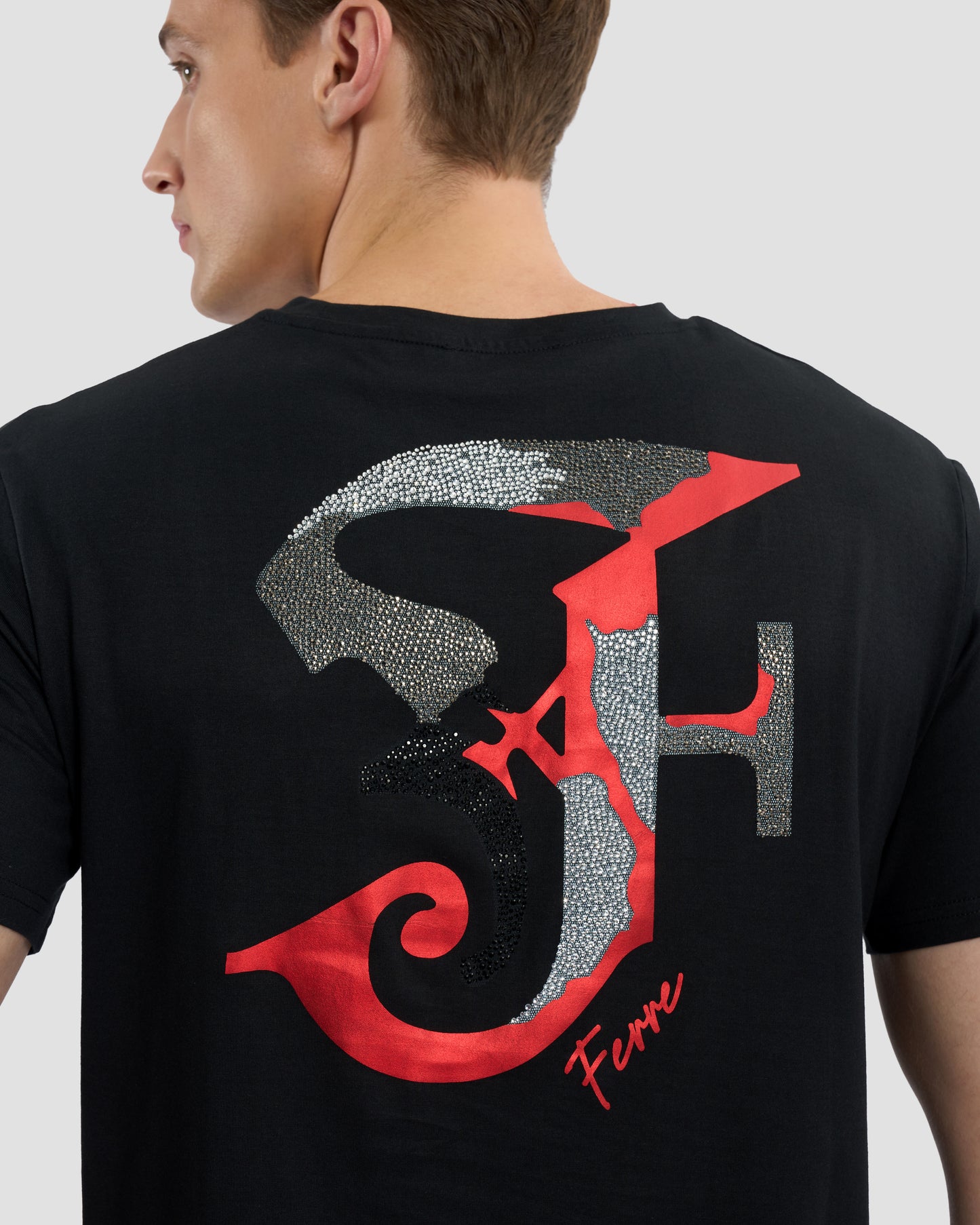 Rhinestones Gothic Ferré Print T-Shirt