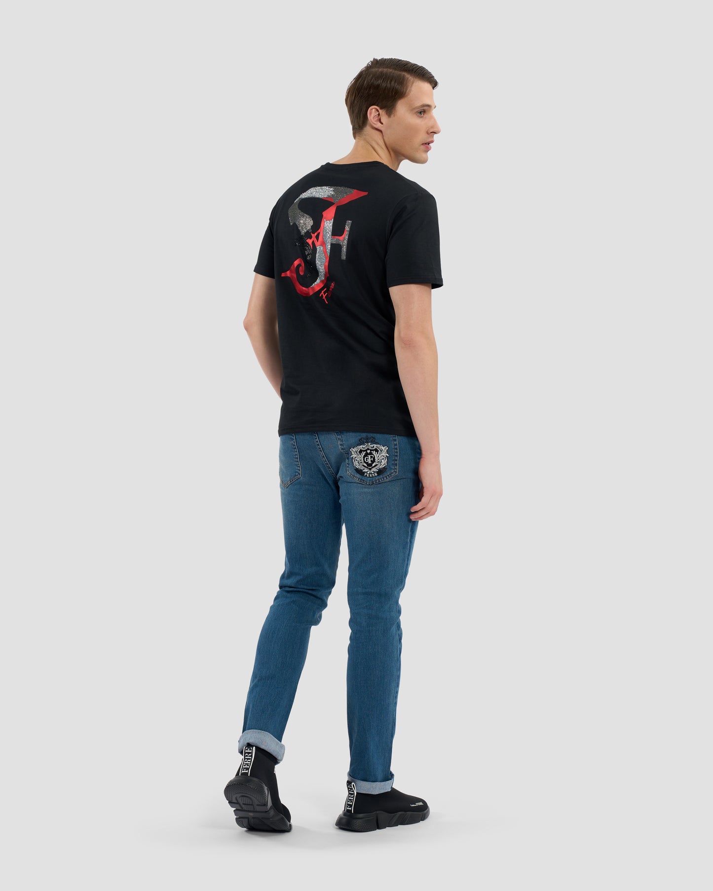 Rhinestones Gothic Ferré Print T-Shirt