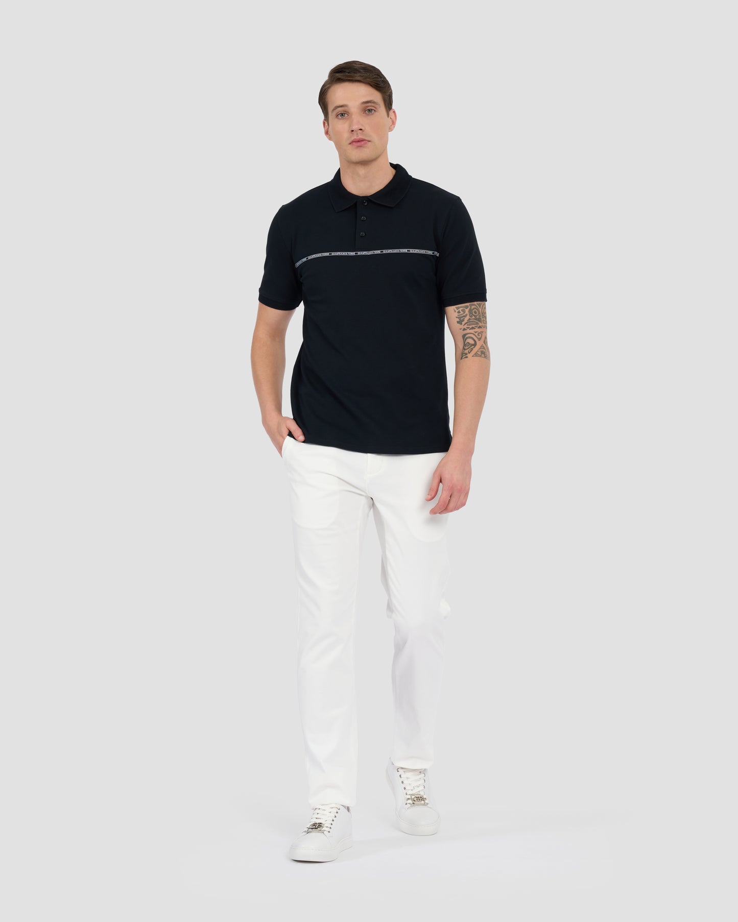 Contrast Brand Taped Polo Shirt