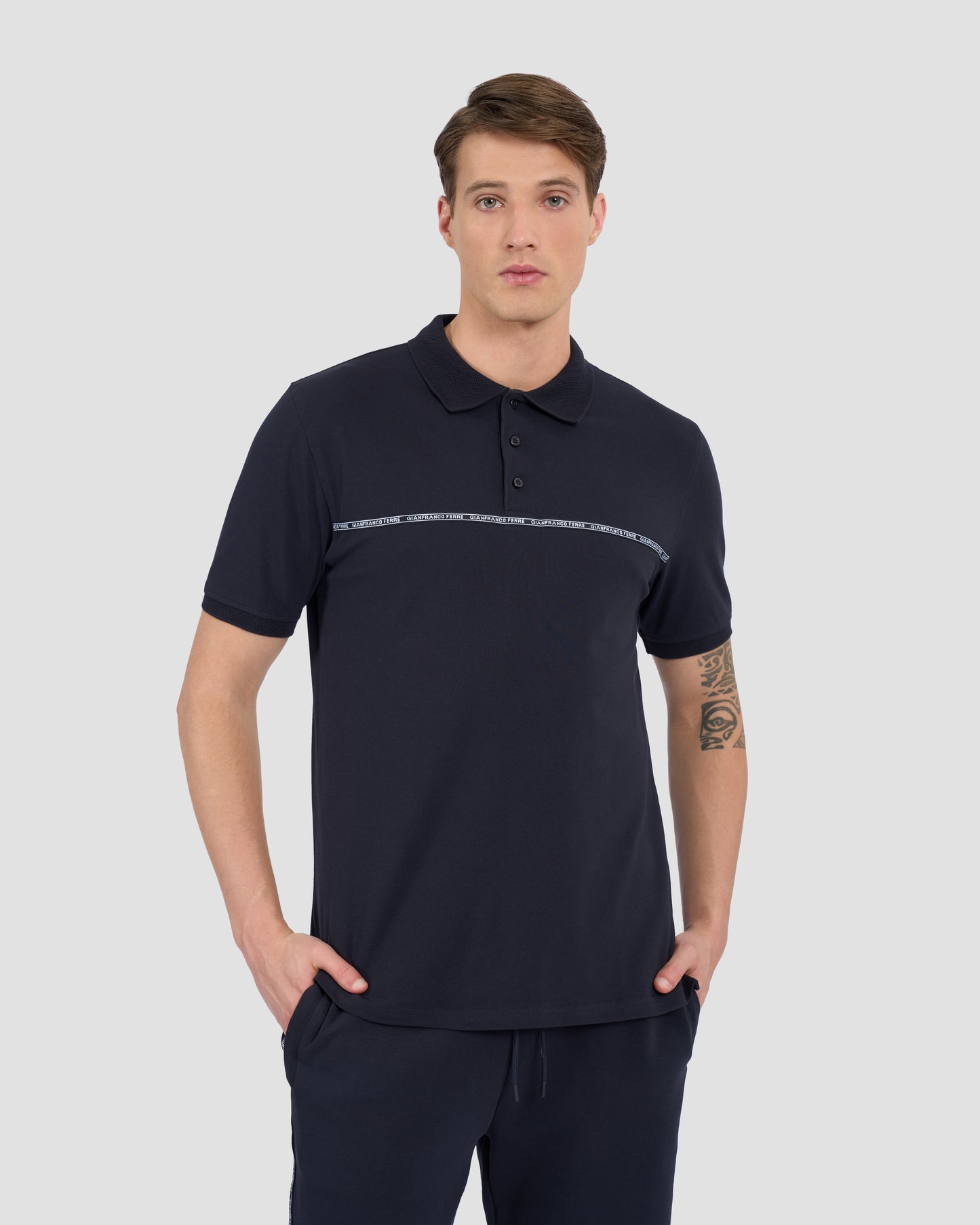Contrast Brand Taped Polo Shirt