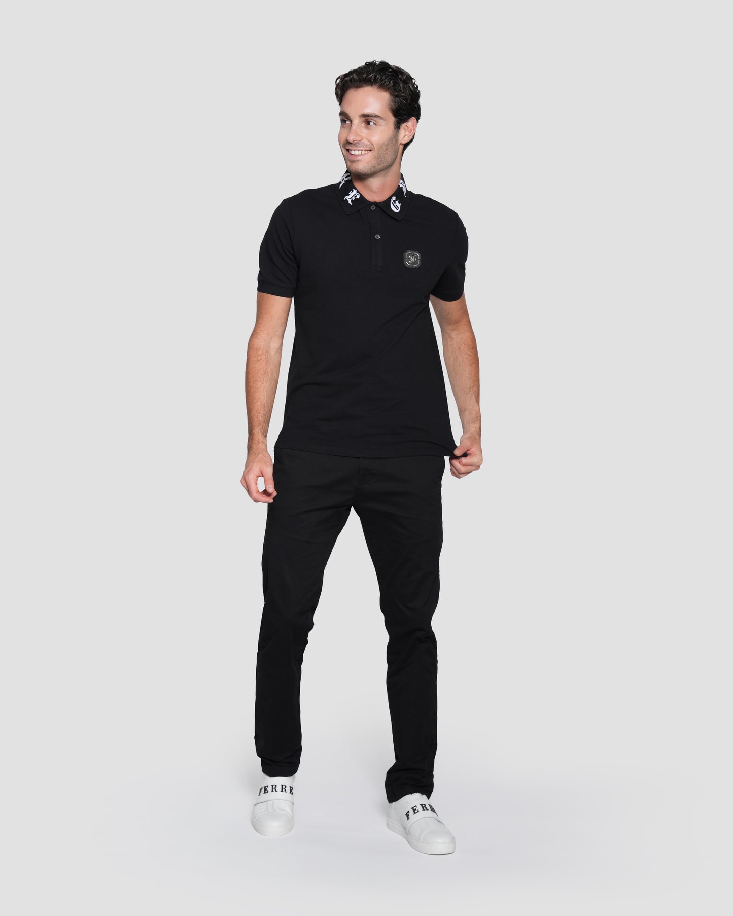 Gothic Logo-Embroidered Collar Polo shirt