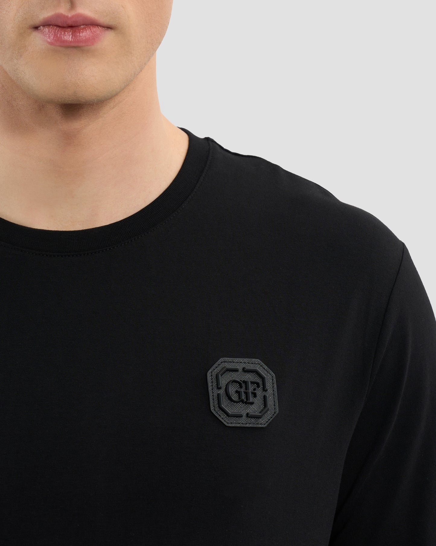 Leather Monogram Patched T-Shirt
