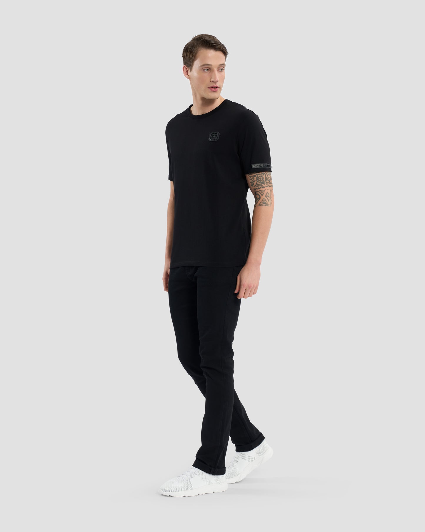 Leather Monogram Patched T-Shirt