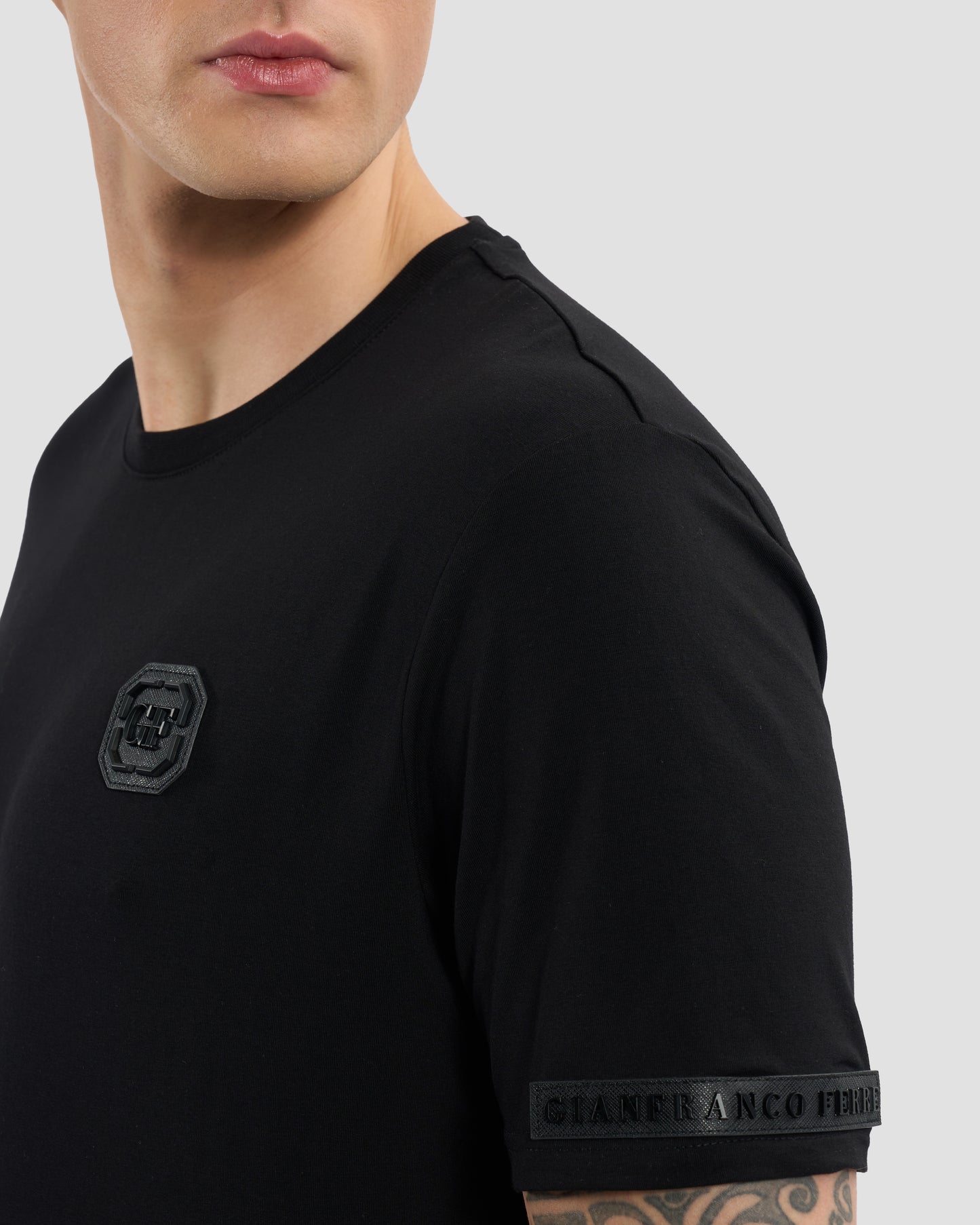 Leather Monogram Patched T-Shirt