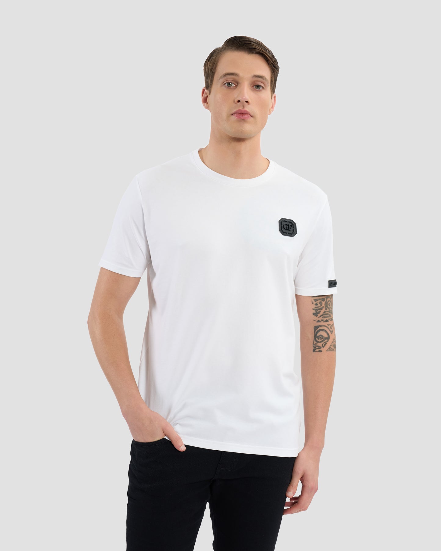 Leather Monogram Patched T-Shirt