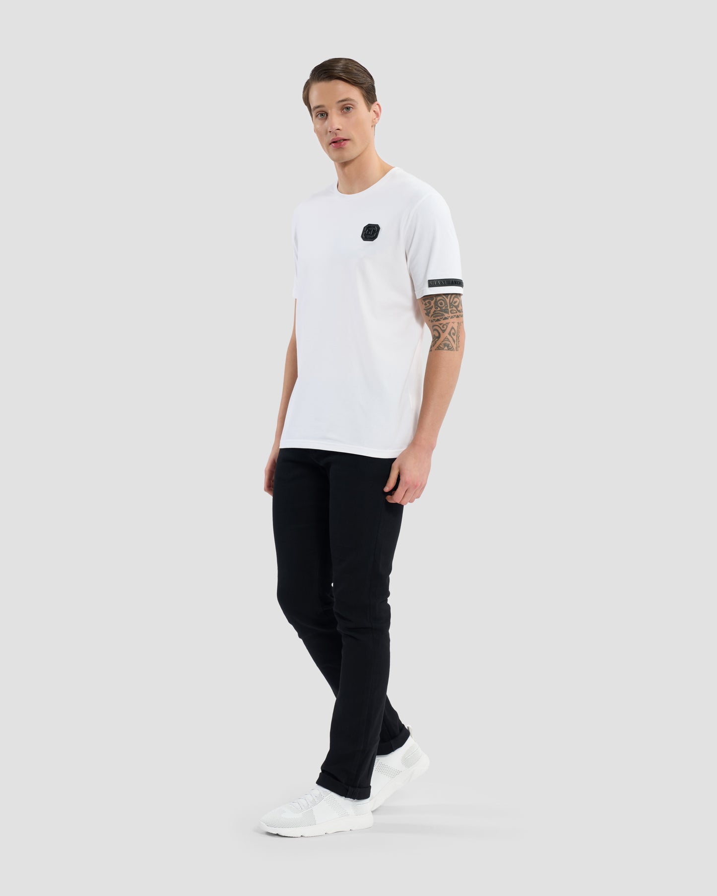 Leather Monogram Patched T-Shirt