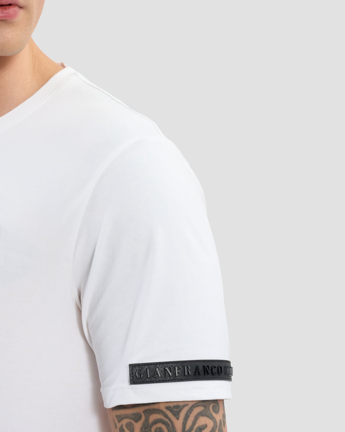 Leather Monogram Patched T-Shirt