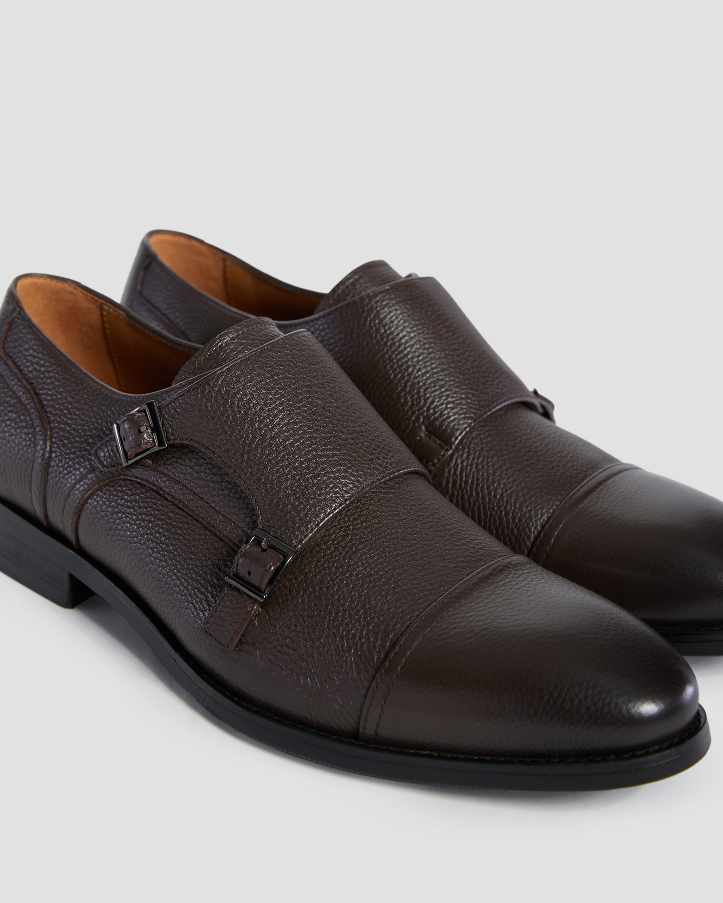 Pebbled Finish Monk Shoes