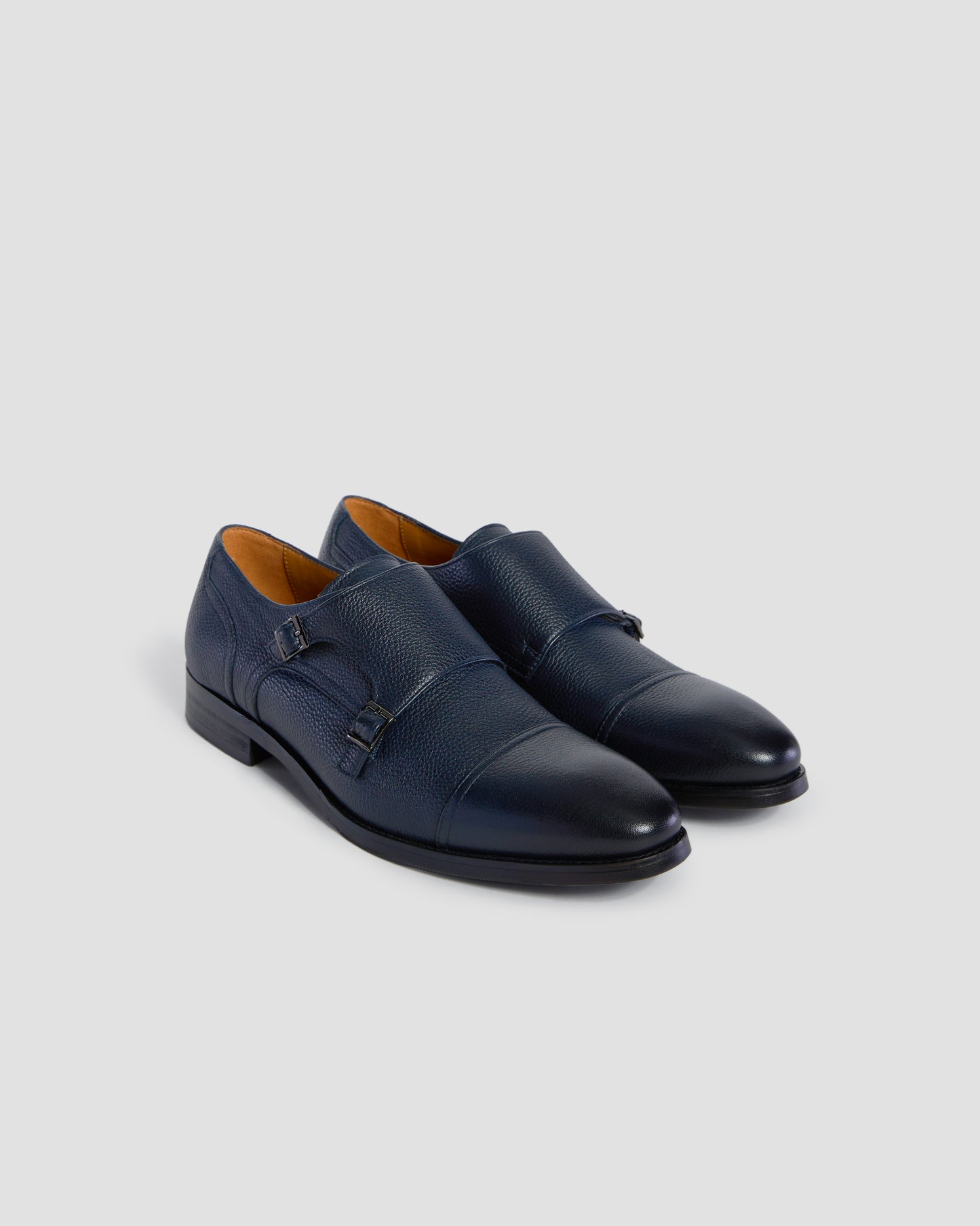 Pebbled Finish Monk Shoes