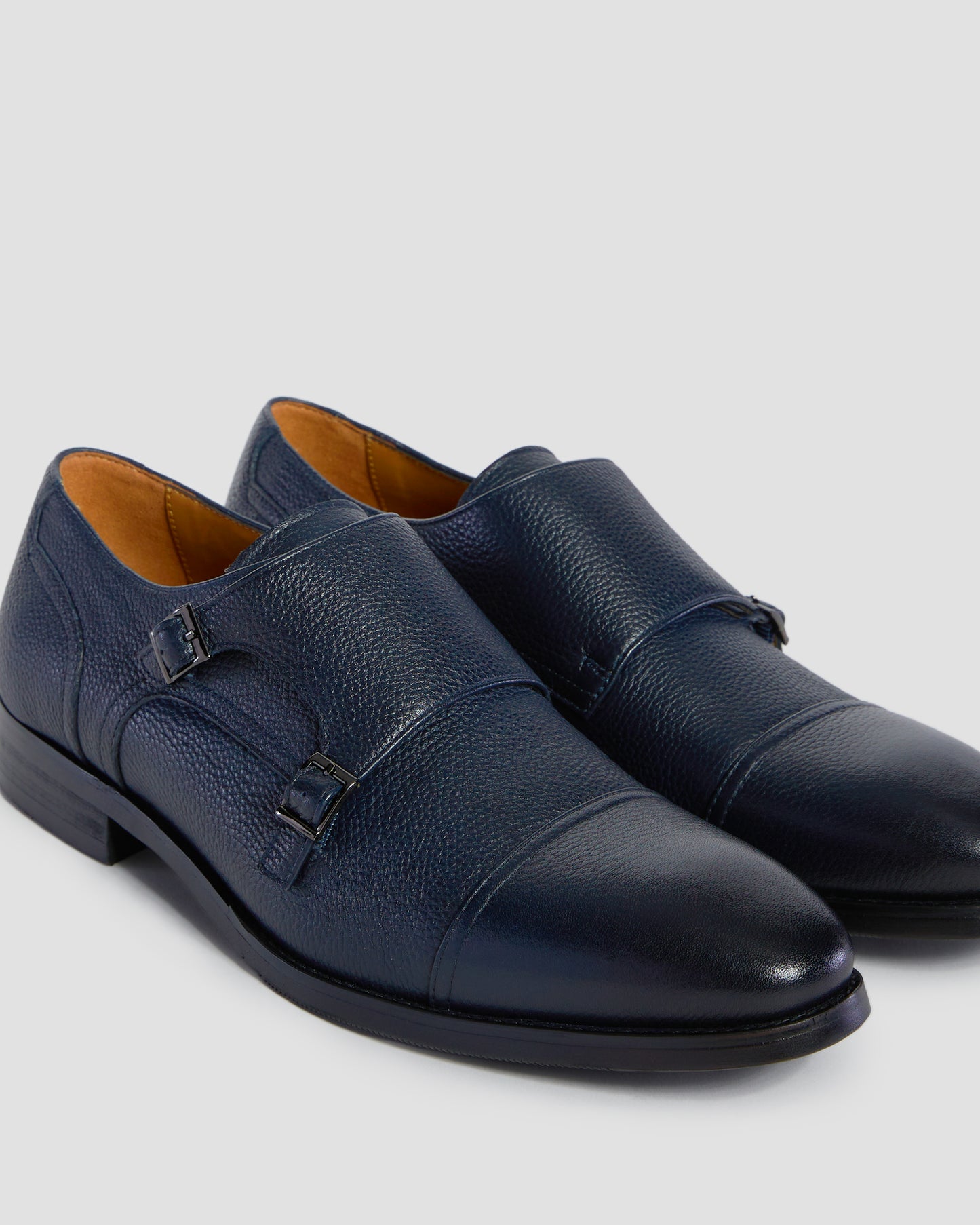 Pebbled Finish Monk Shoes