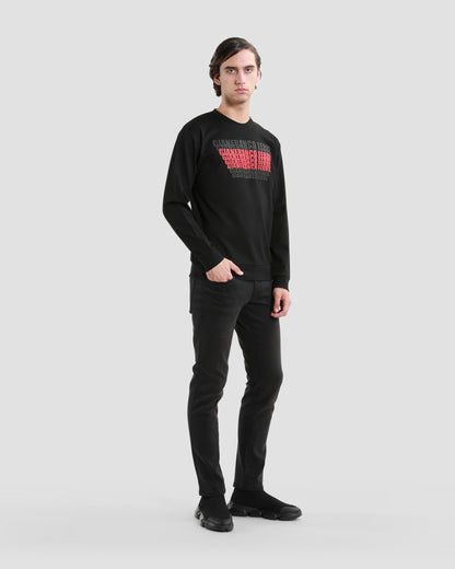 Two-tone Rubber Brand Patched Sweatshirt