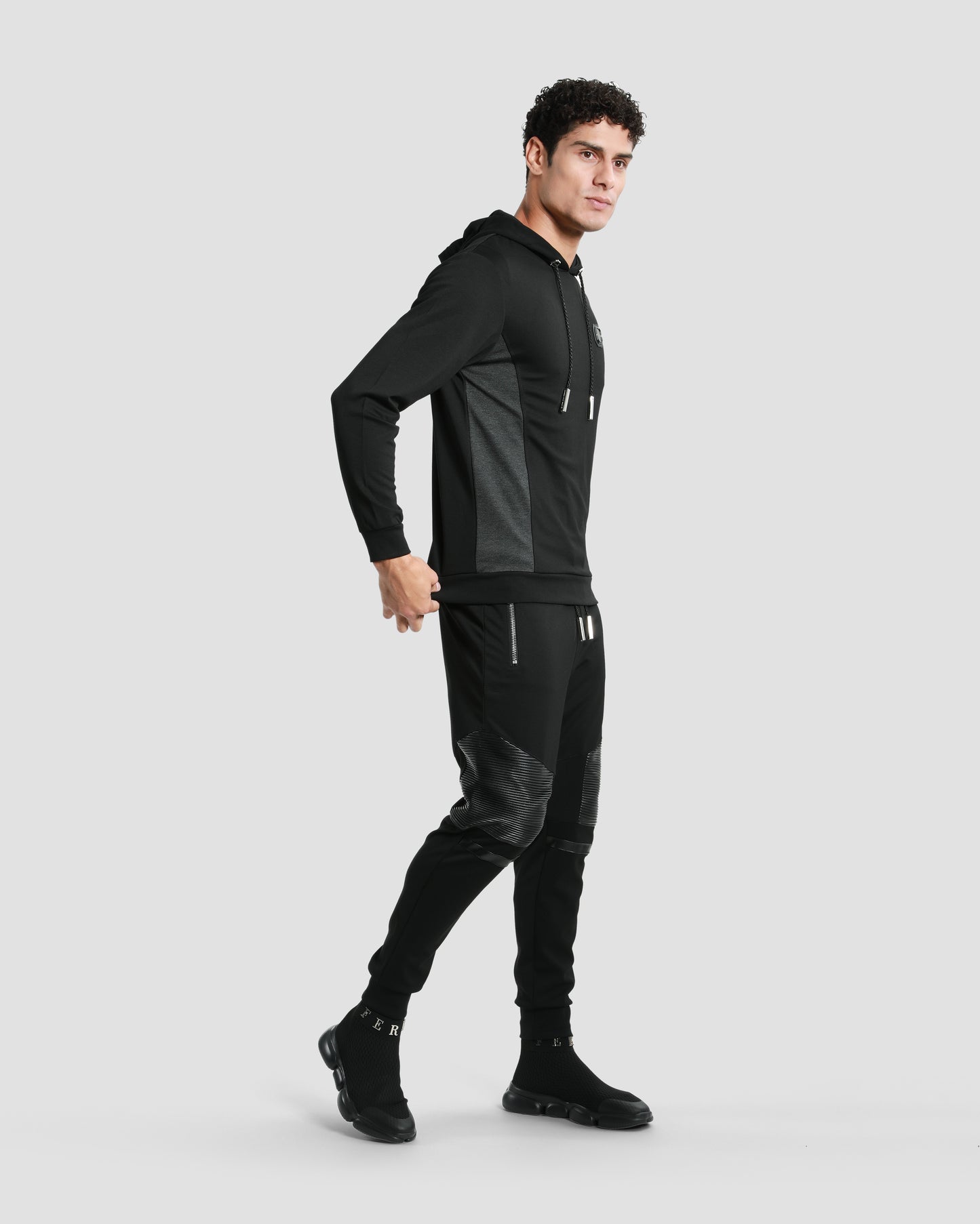Melange Paneled Hoodie Jacket