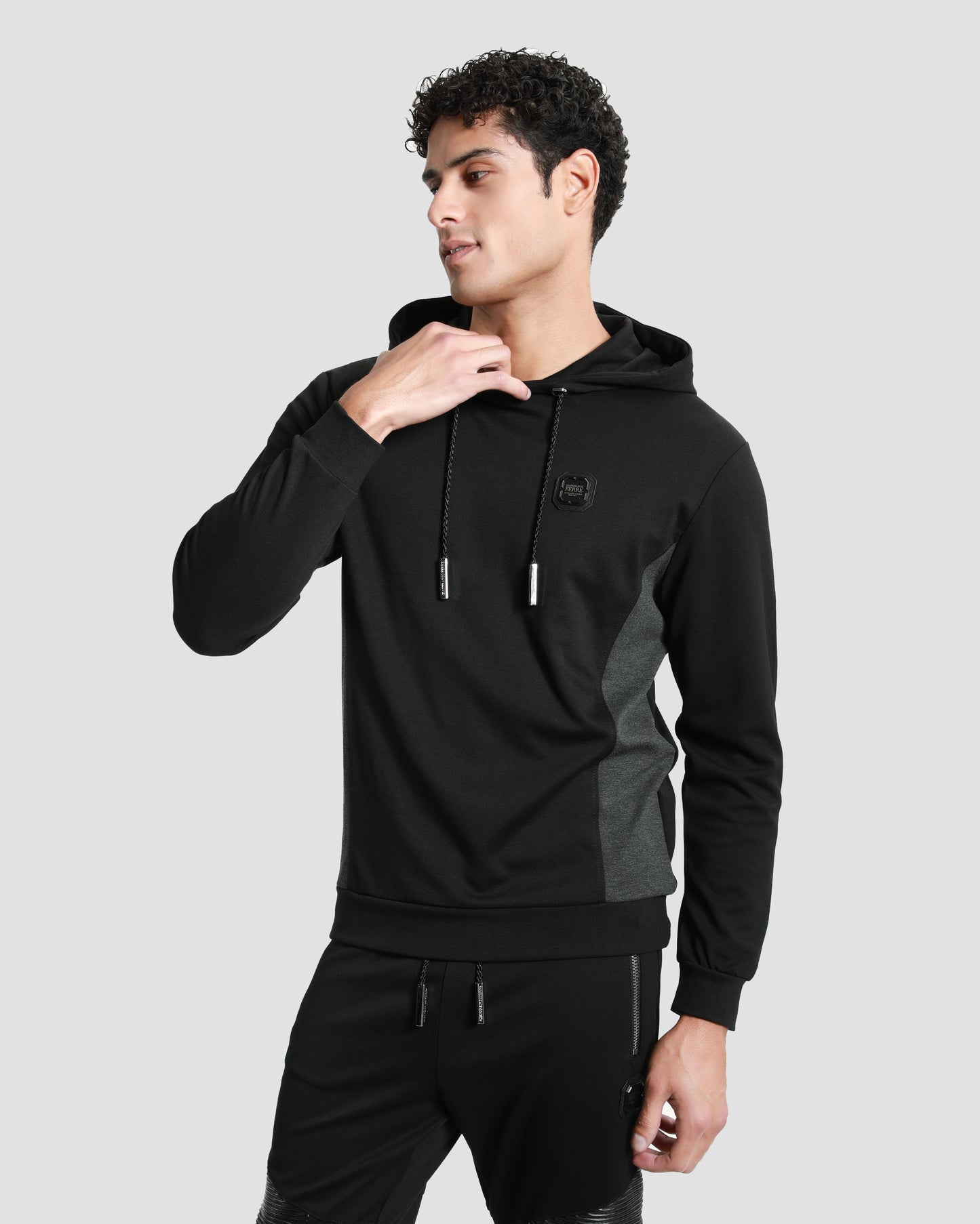 Melange Paneled Hoodie Jacket