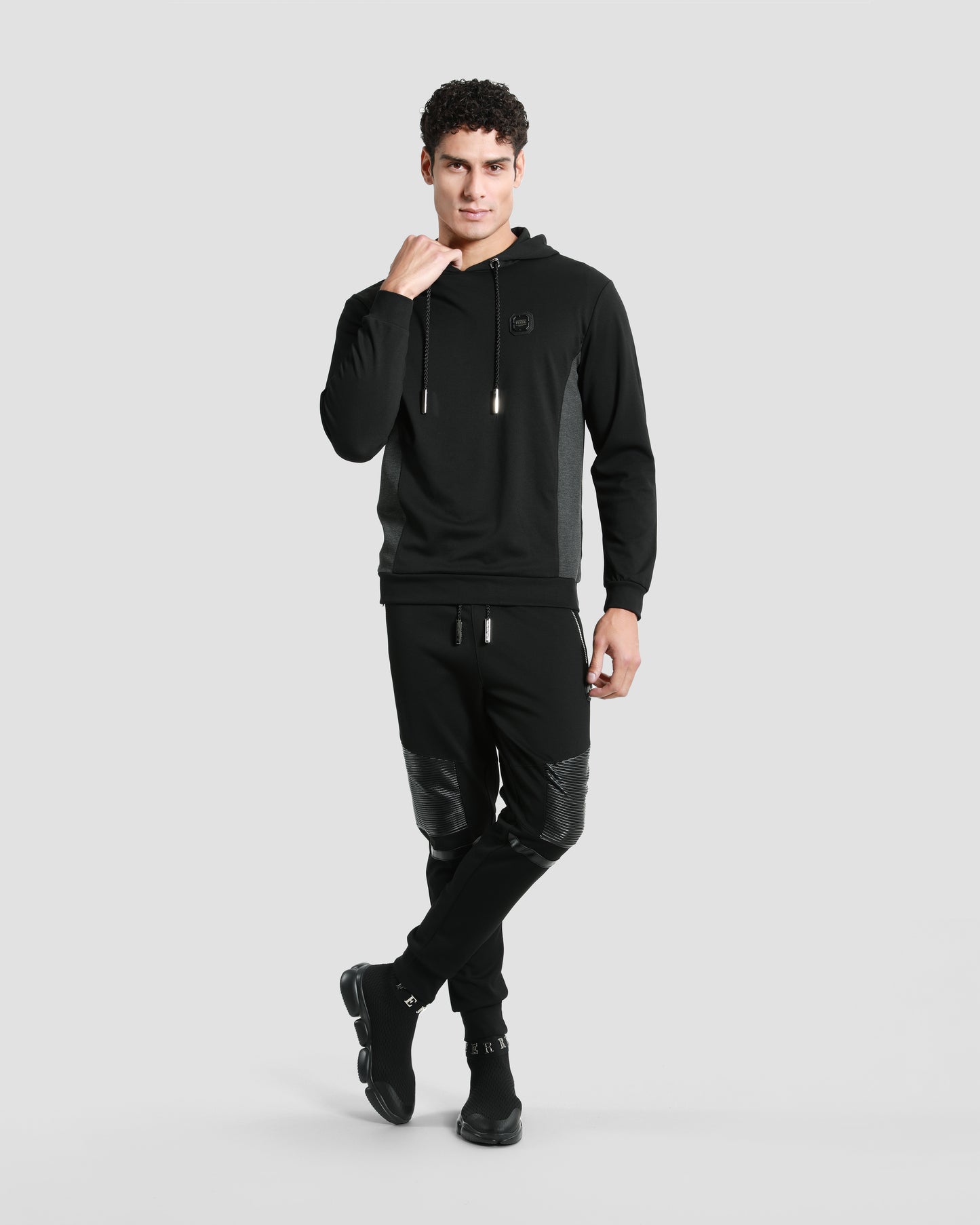 Melange Paneled Hoodie Jacket