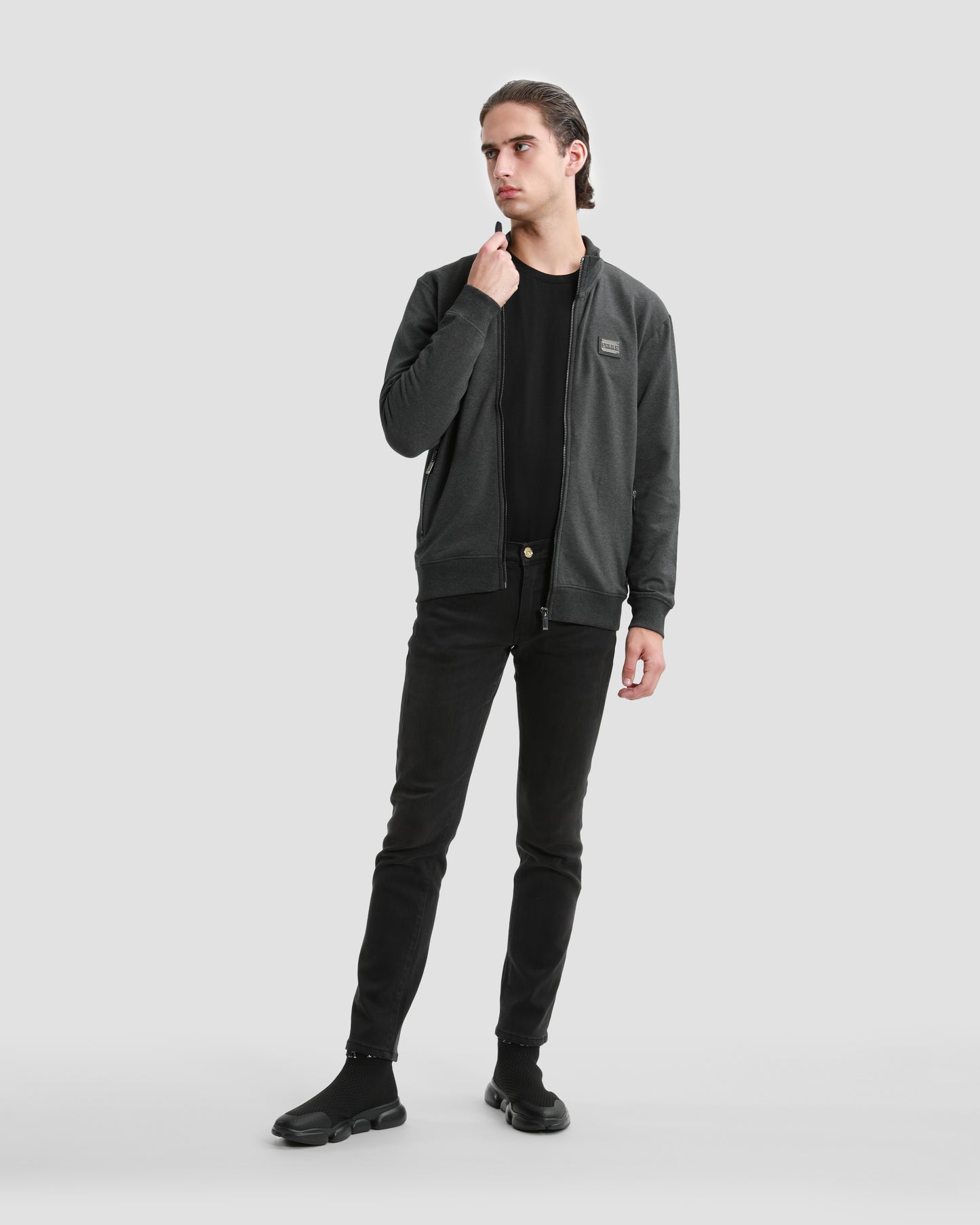Grey Embroidered Back Tracksuit Jacket