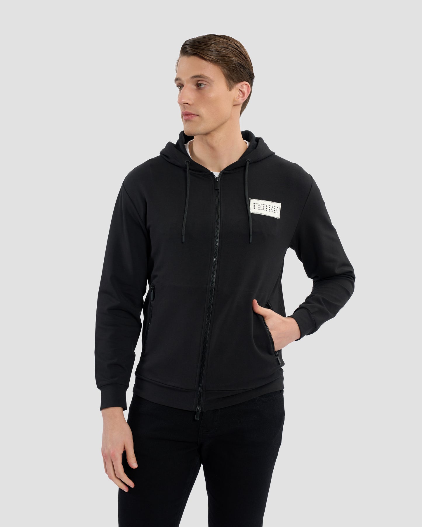 Brand Patched Hoodie Jacket
