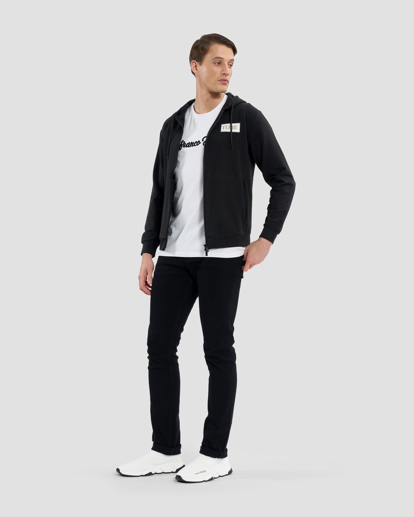 Brand Patched Hoodie Jacket