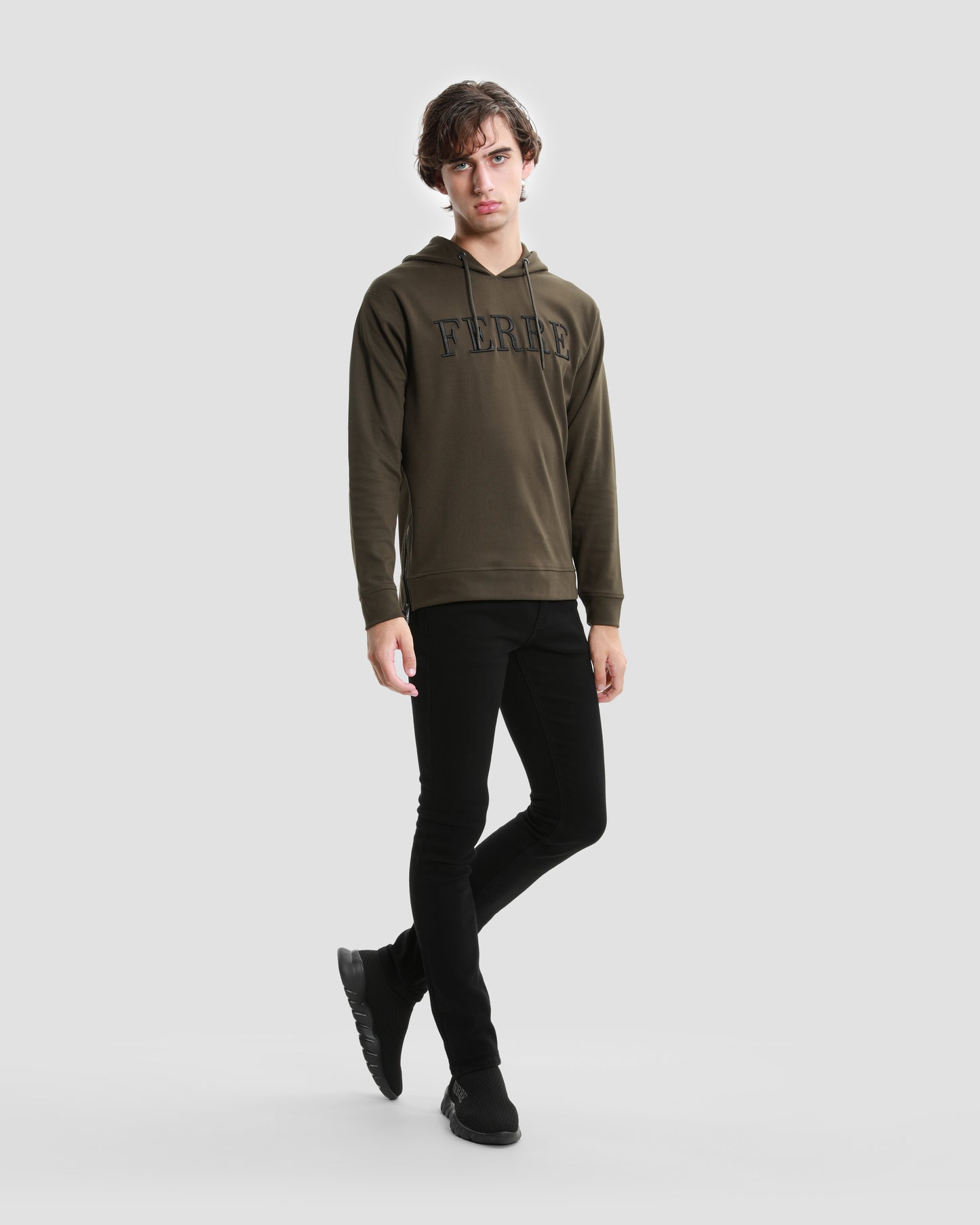 Embroidered Side Zip Hoodie