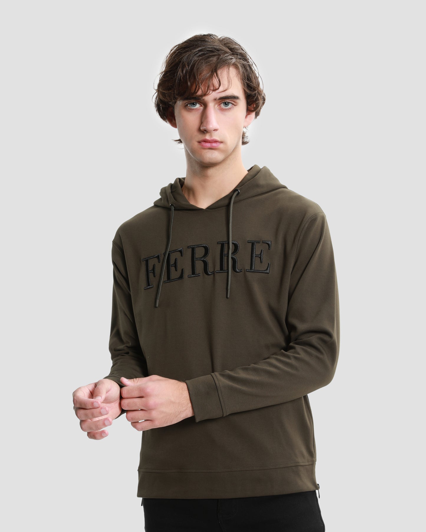 Embroidered Side Zip Hoodie