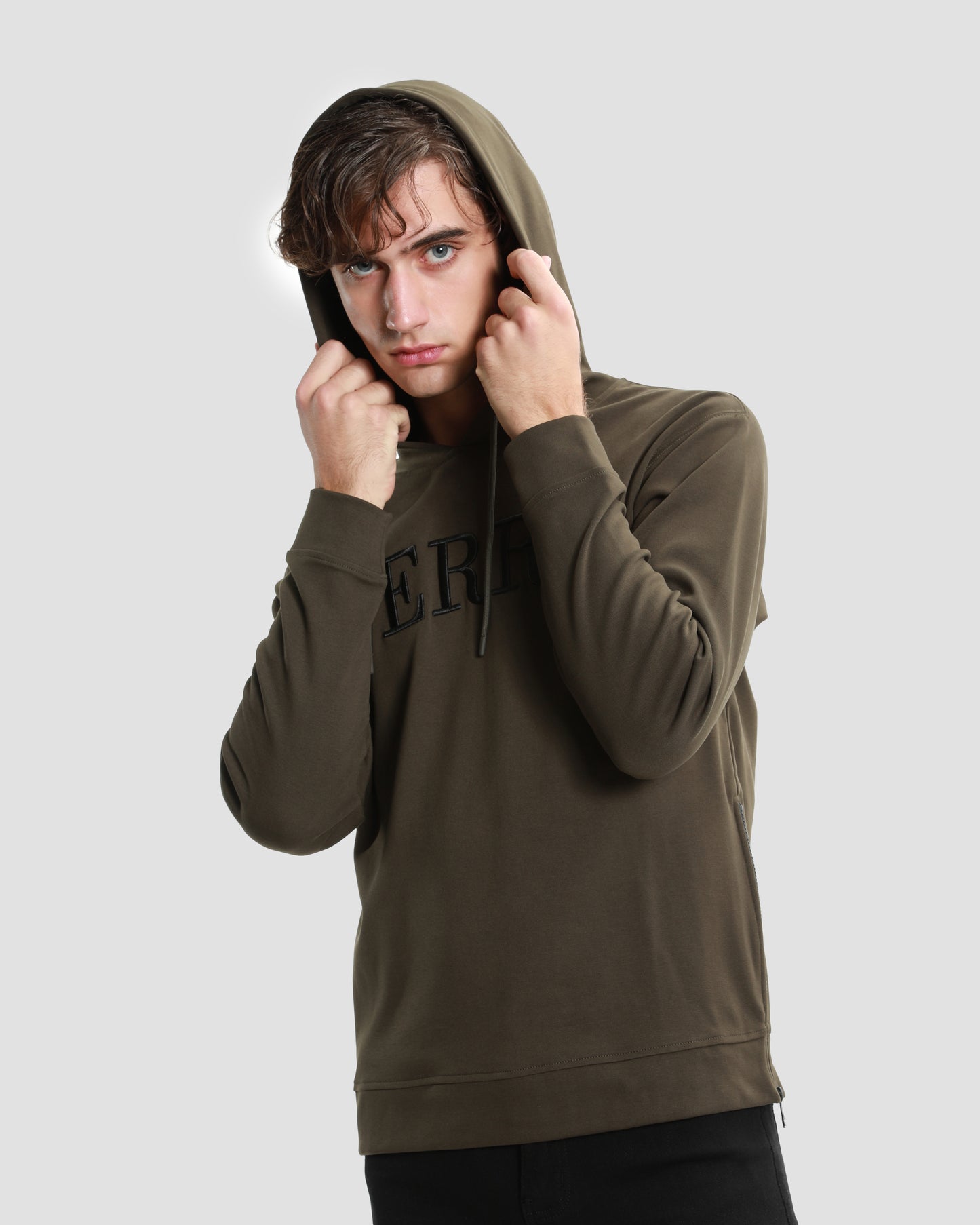 Embroidered Side Zip Hoodie