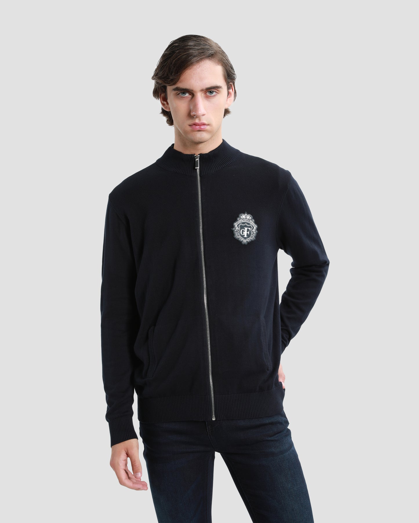 Navy Zip Up Cardigan