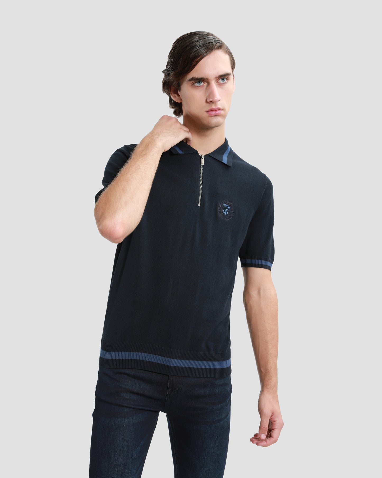 Half Zip Knitted Polo Shirt