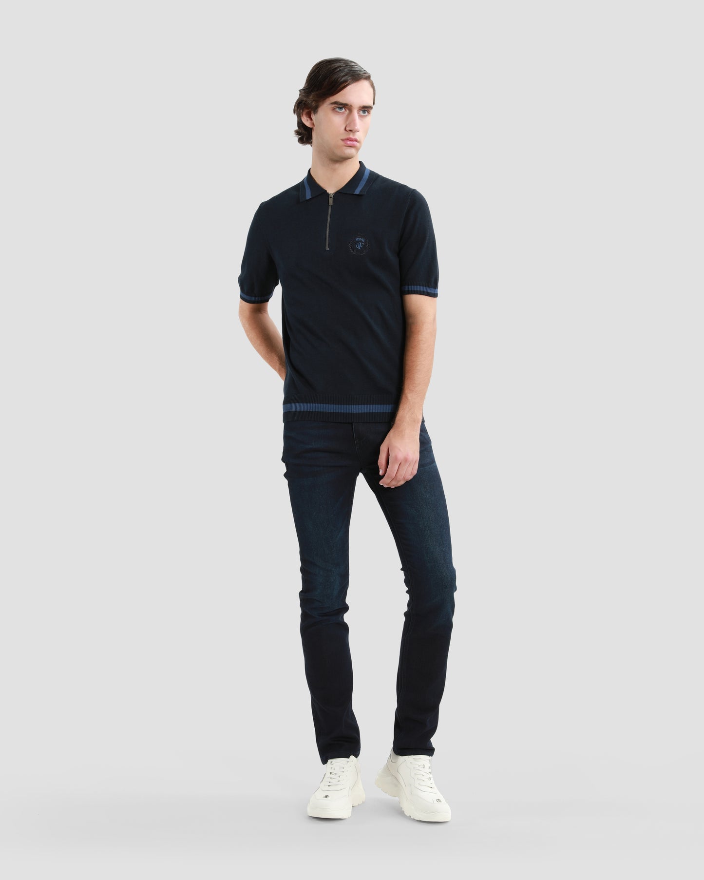 Half Zip Knitted Polo Shirt