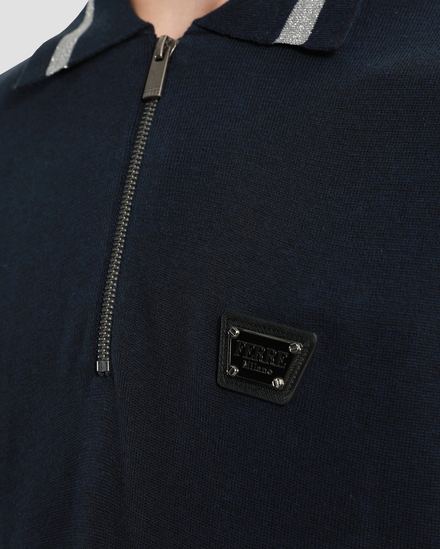 Logo Embellished Half Zip Top