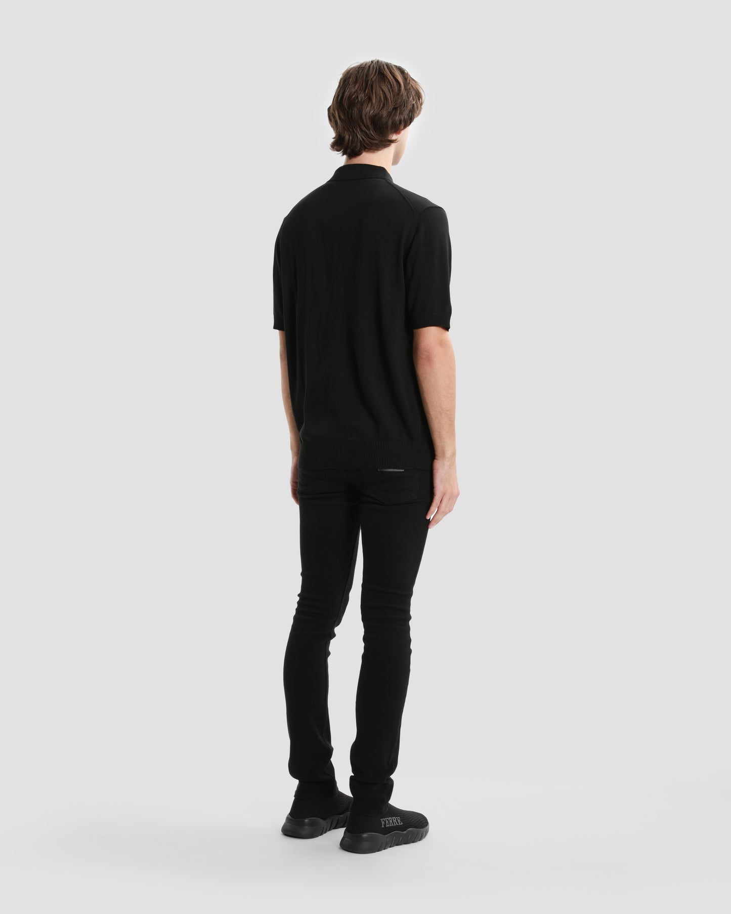 Brand Monogram Half Zip Knit Polo Shirt
