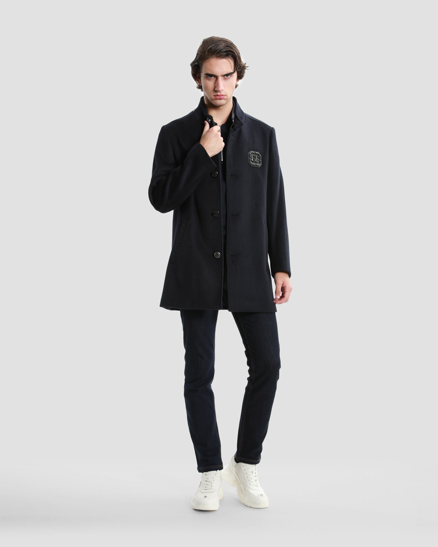 Two-Fastened Embroidered Coat