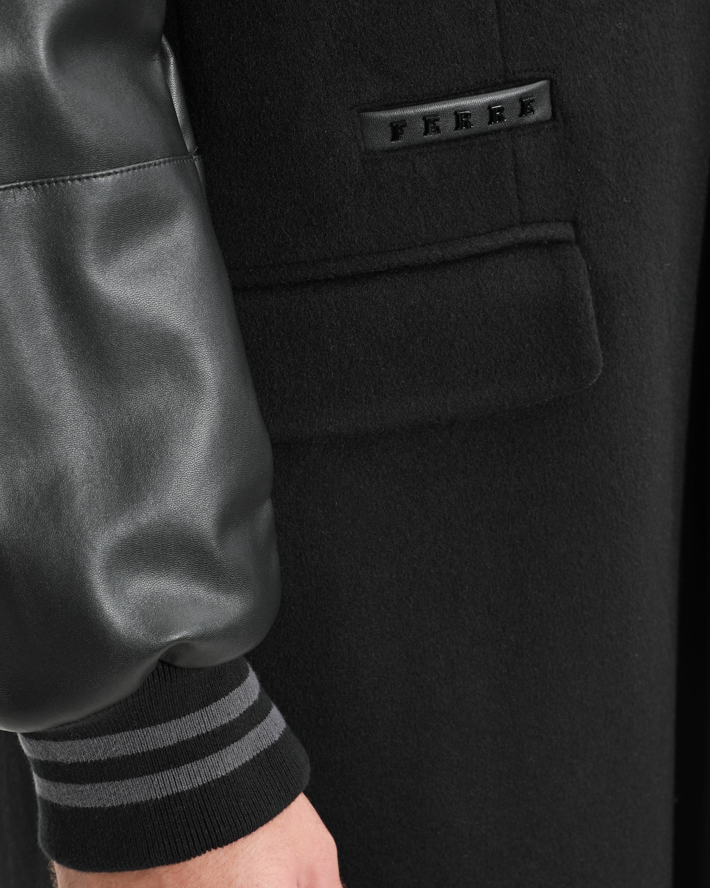 Bedazzled Leather Sleeve Coat