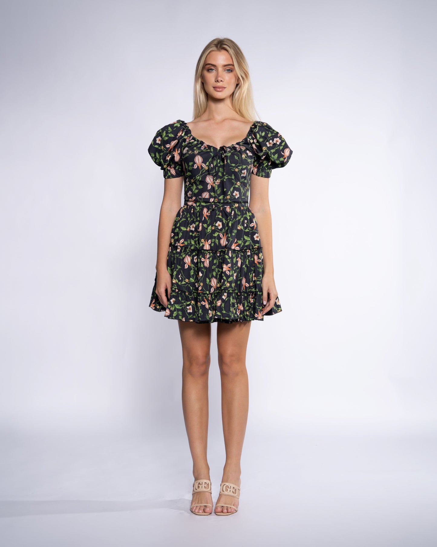 Floral-Print Tiered Mini Dress